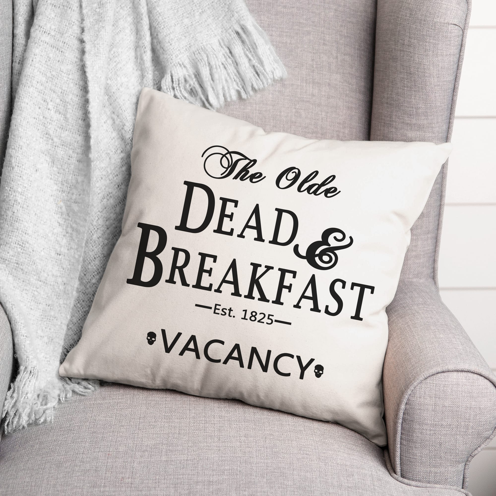 The Olde Dead &#x26; Breakfast Stripes Throw Pillow