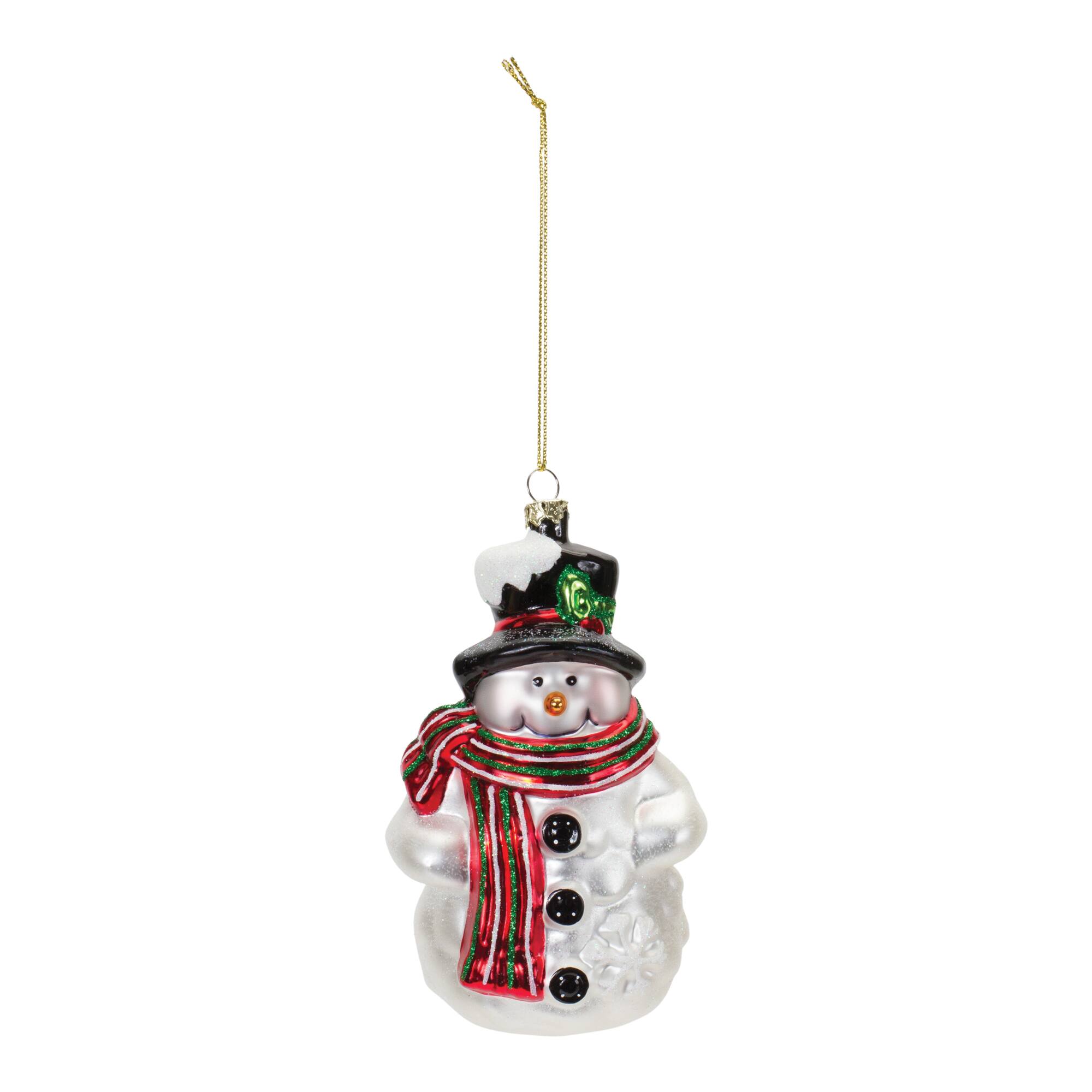 6ct. 5&#x22; Glittered Glass Snowman Ornaments