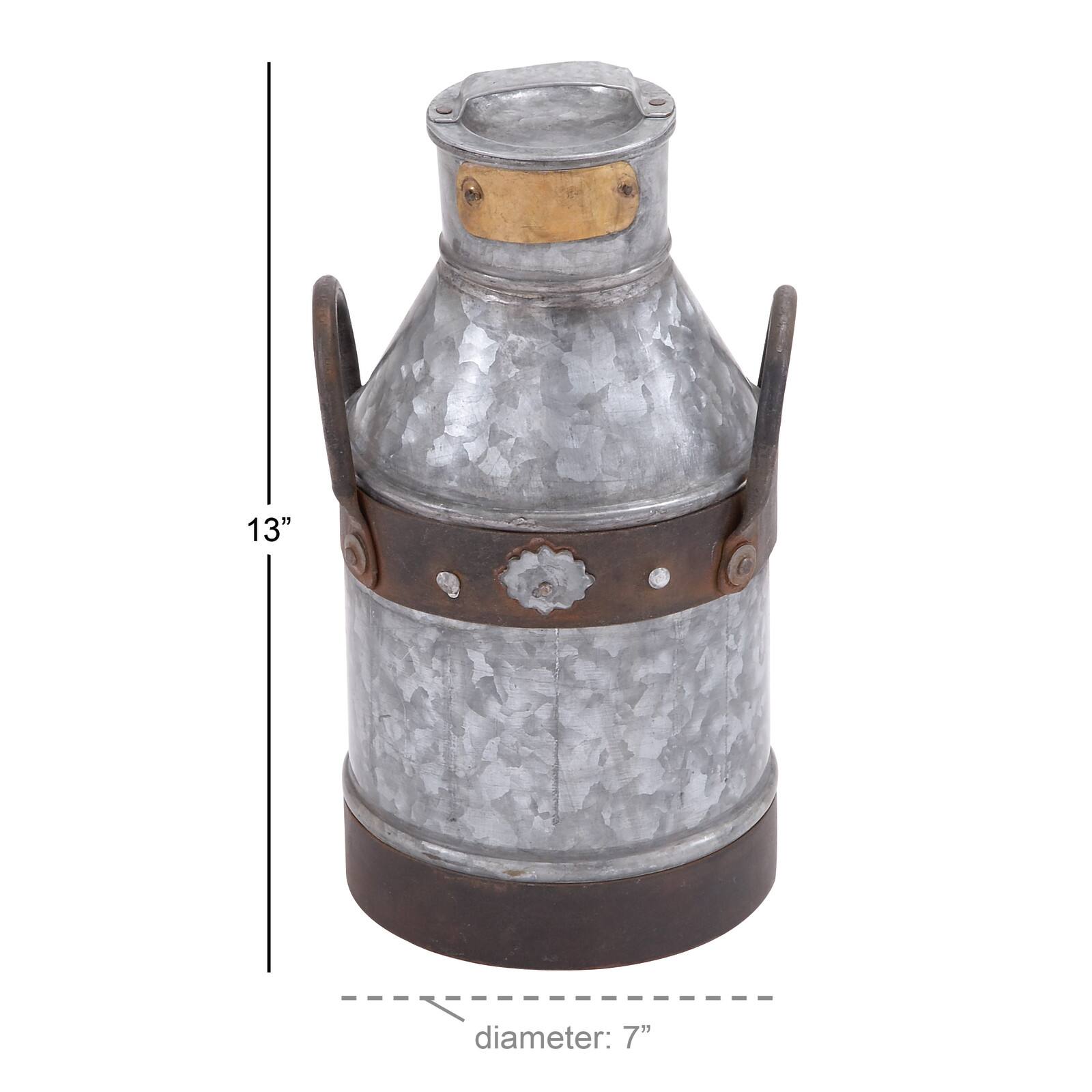 13&#x22; Gray Iron Farmhouse Decorative Can