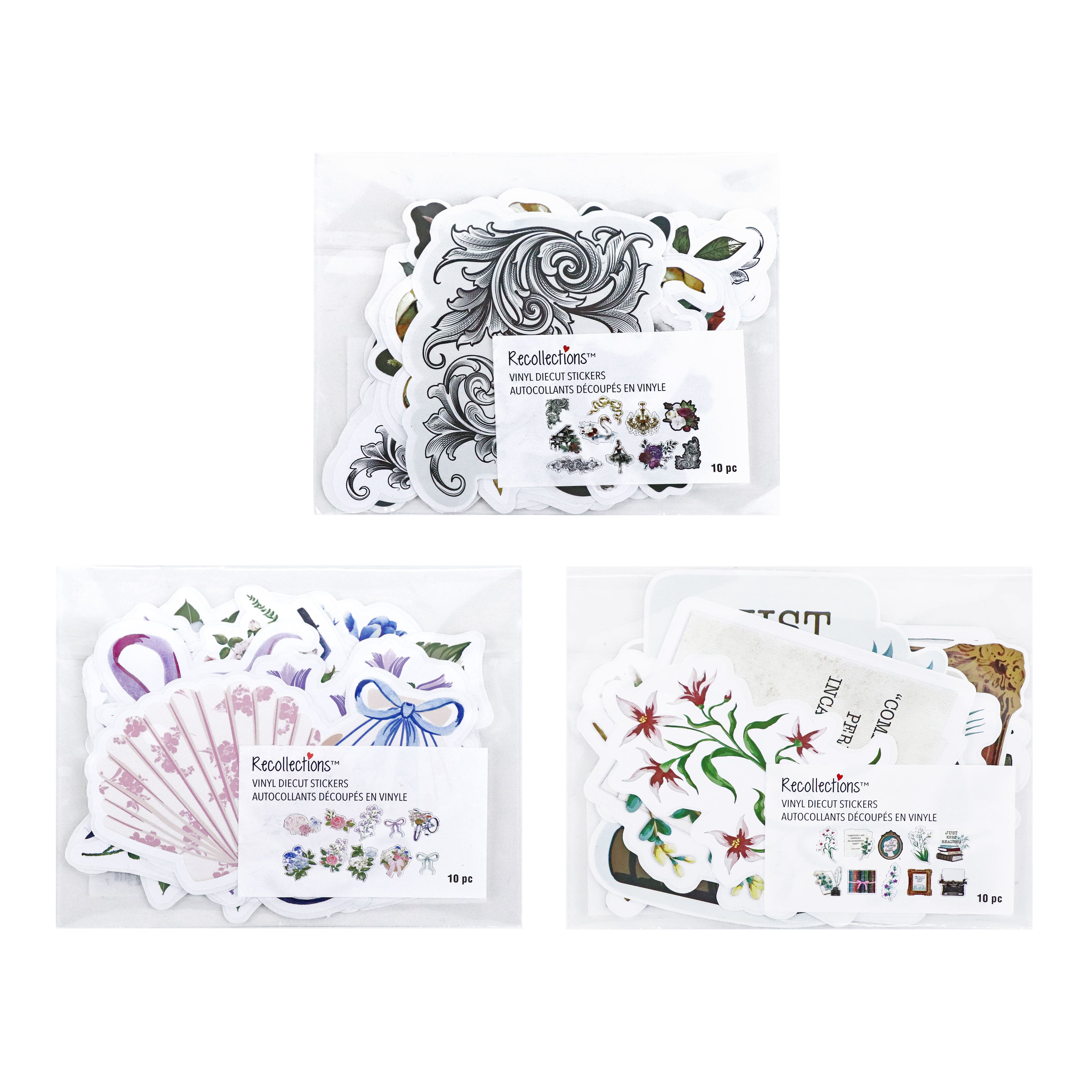 Assorted Romantic Vinyl Die Cut Stickers, 10pc. by Recollections™