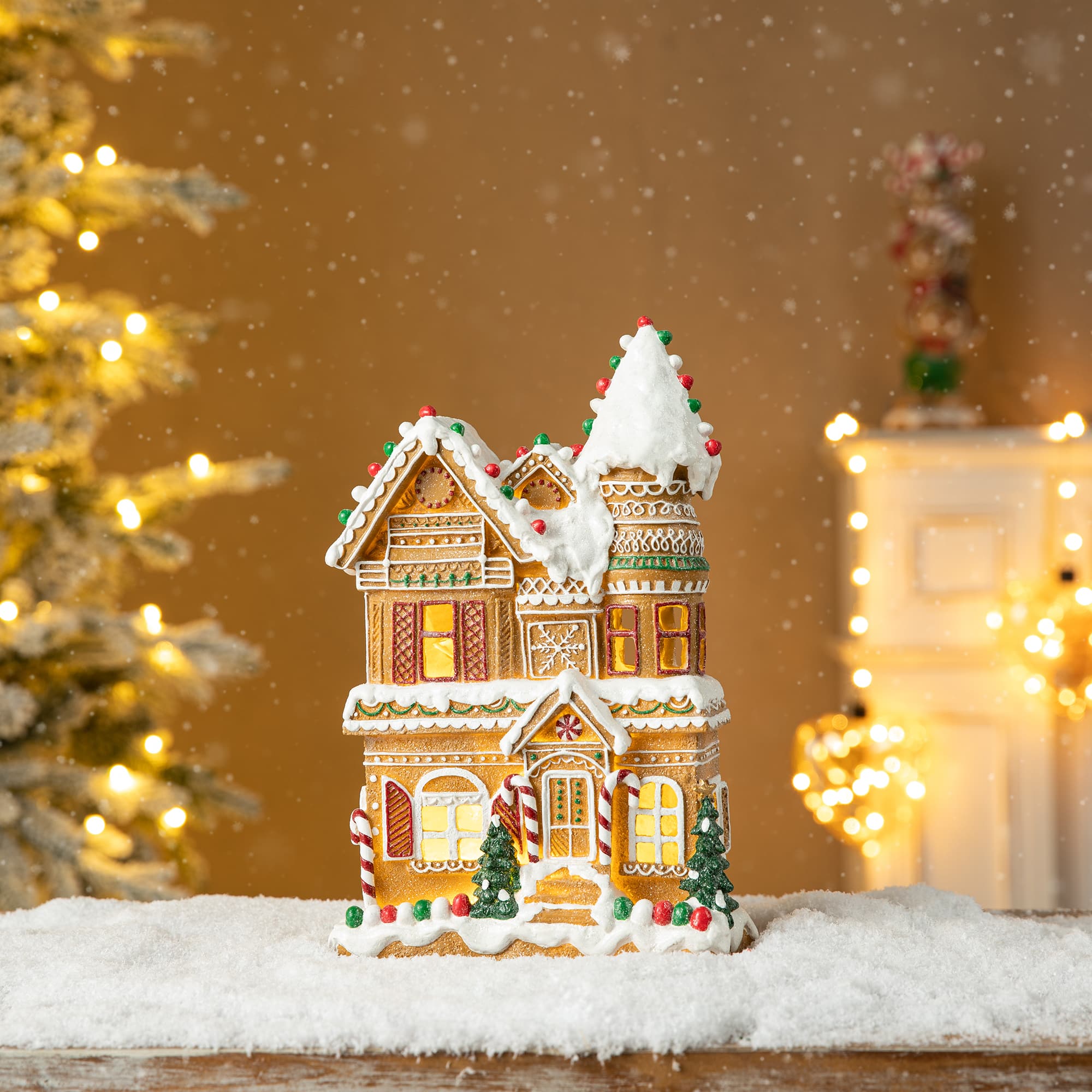 Glitzhome&#xAE; 12&#x22; Light-Up Gingerbread House Table D&#xE9;cor