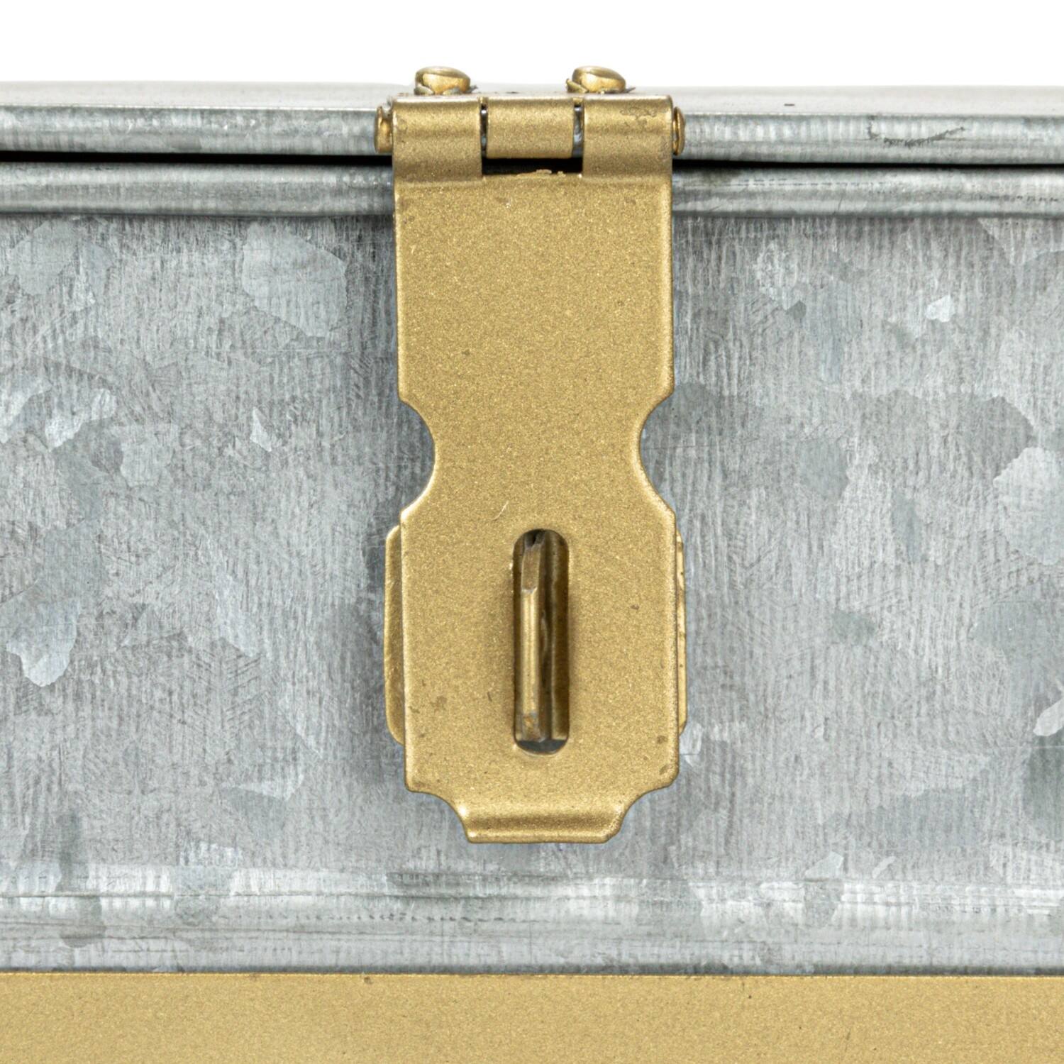 Hello Honey&#xAE; Silver Rectangular Metal Nesting Storage Boxes with Hasp Lock