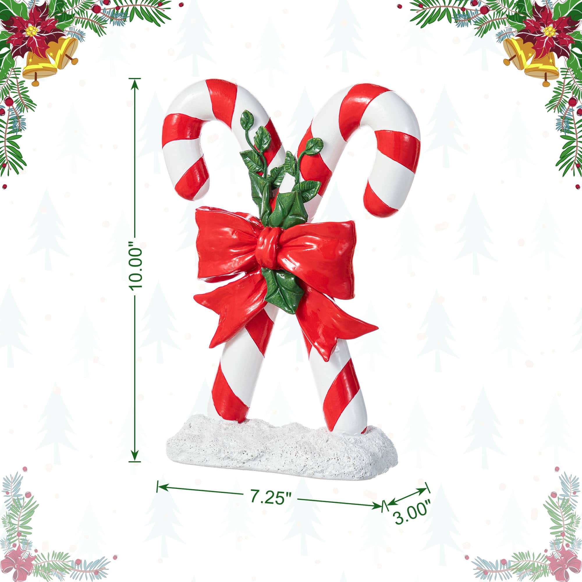 Glitzhome® 10" Christmas Resin Candy Cane Table Decor