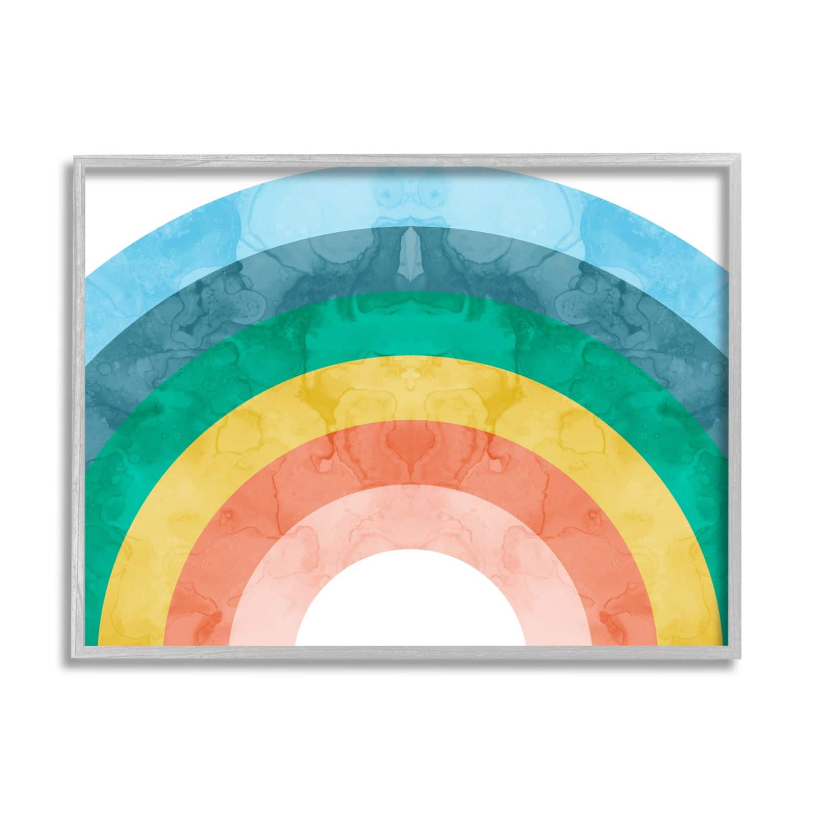 Stupell Industries Kids' Abstract Watercolor Pattern Rainbow Blue Green Pink Framed Wall Art