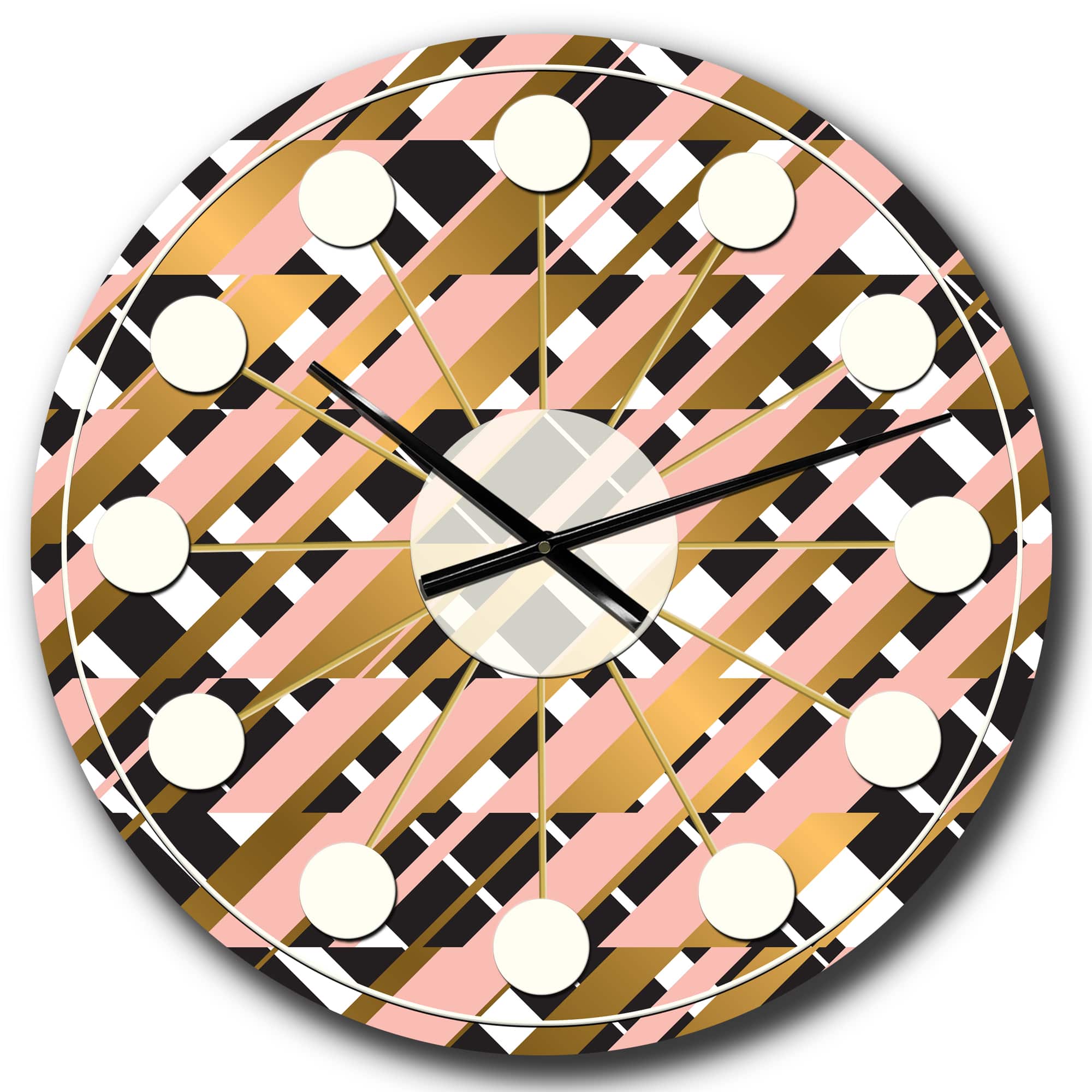 Designart &#x27;Gold Checkered Pattern Ii Mid-Century Modern Wall Clock