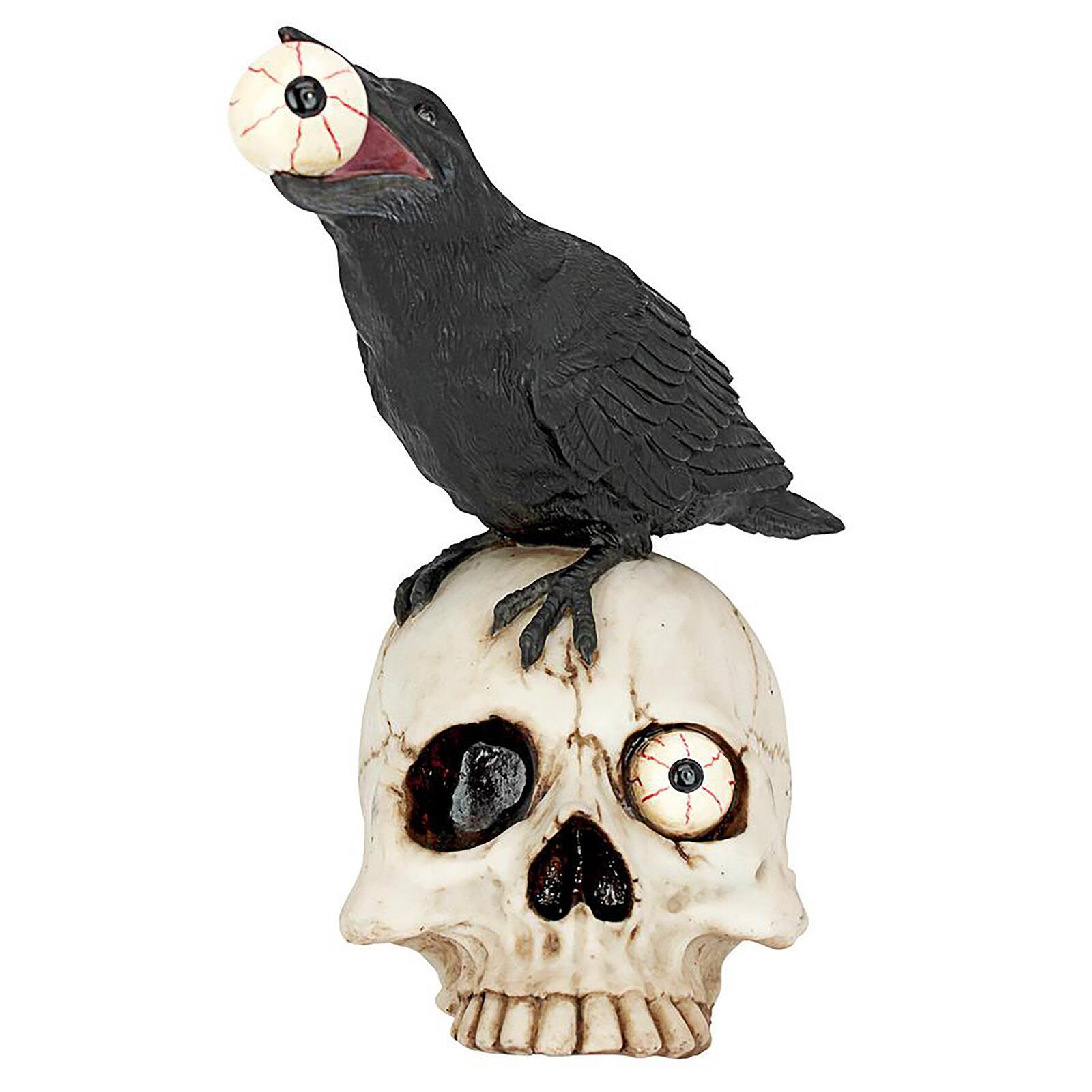 Design Toscano 5.5&#x22; All-Seeing Harbinger of Doom Raven &#x26; Skull Statue