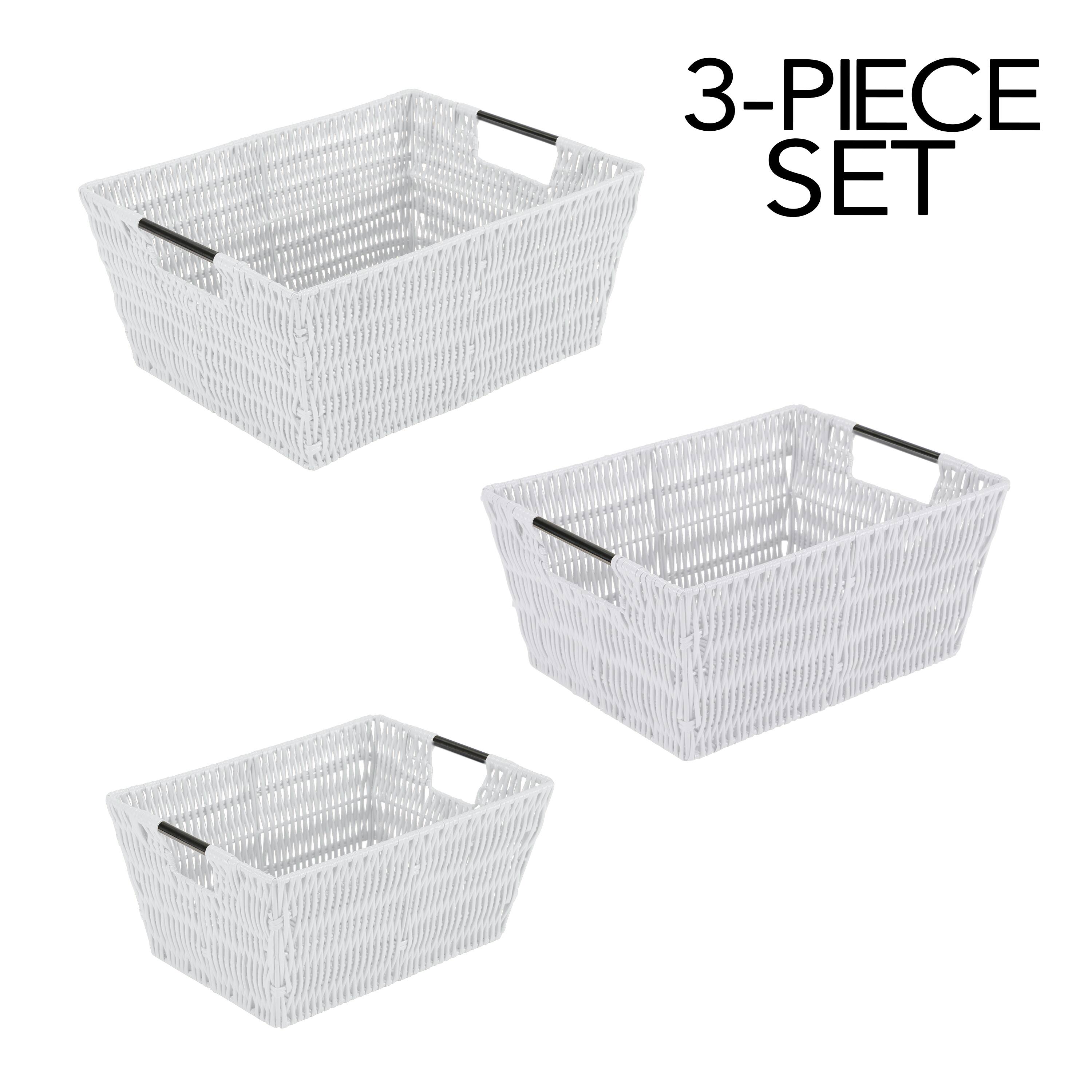 Simplify 3-Piece Rattan Tote Basket Set