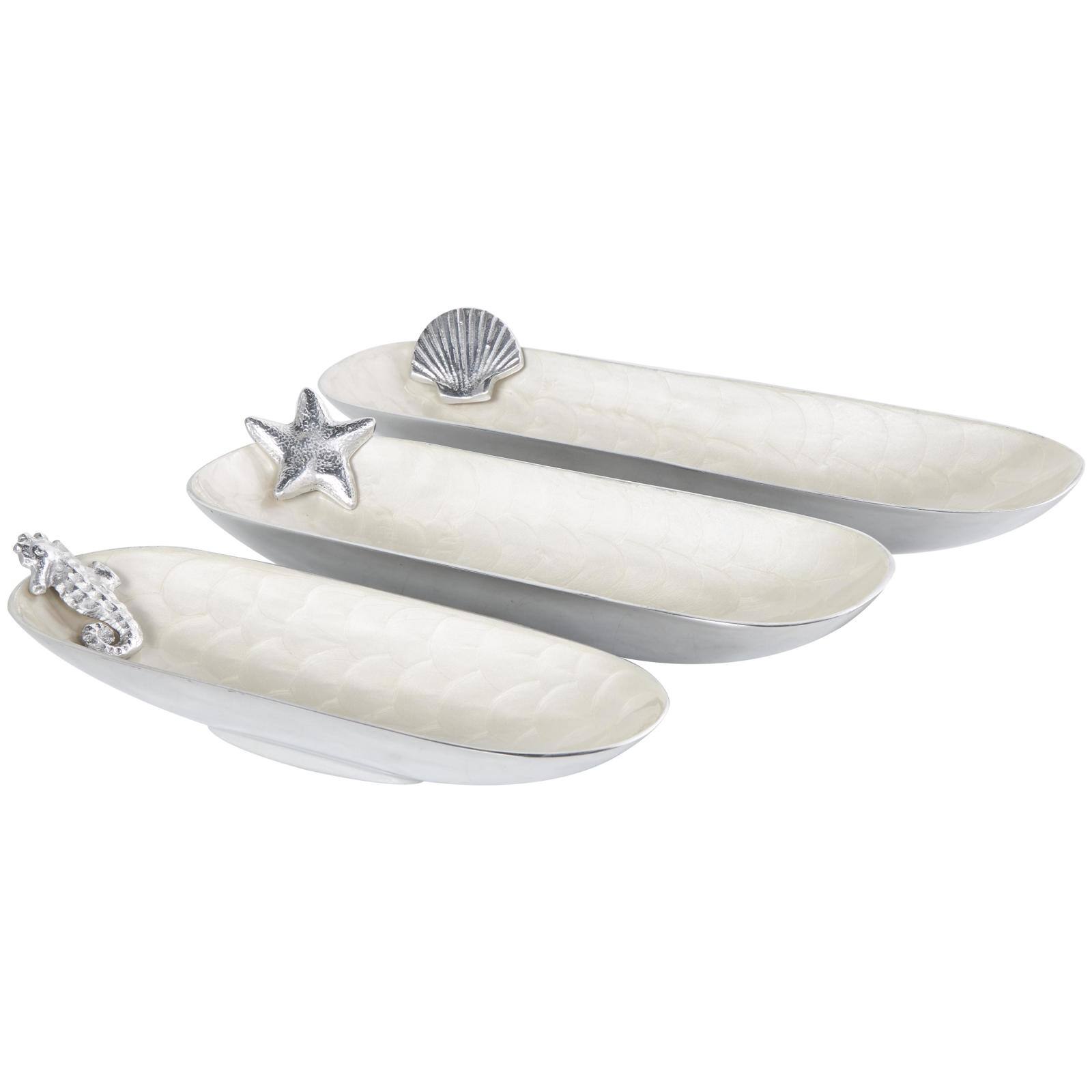 White Sea Life Metal Decorative Bowl Set