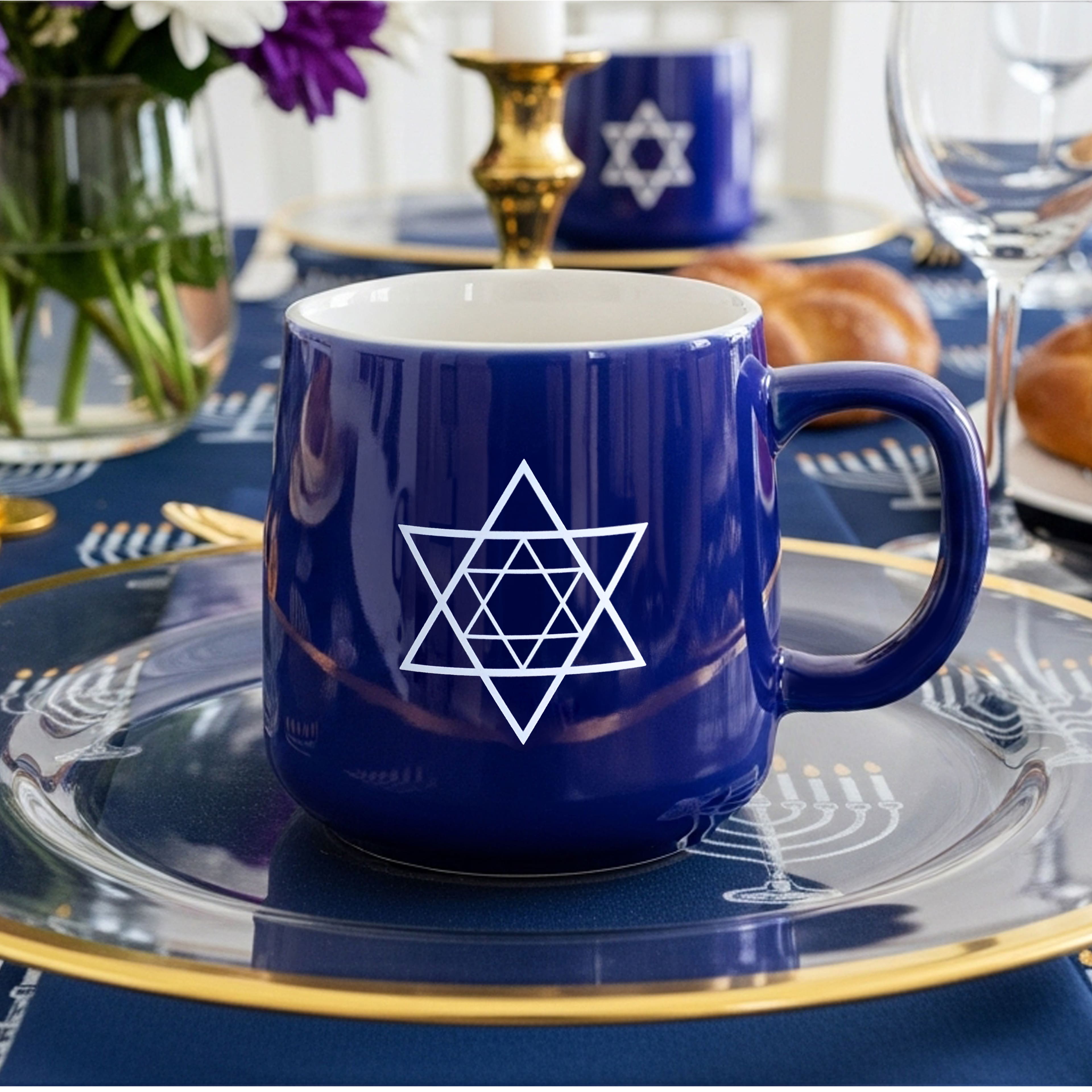 14.7oz. Navy & White Ceramic Mug by Ashland®