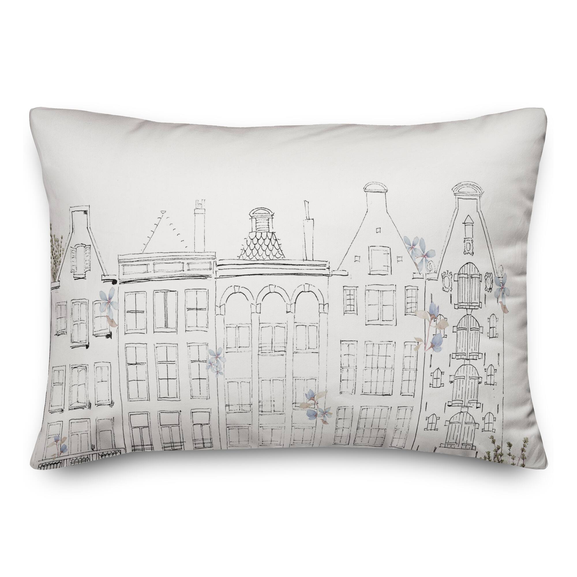 Sketchy Buildings 14&#x22; x 20&#x22; Throw Pillow