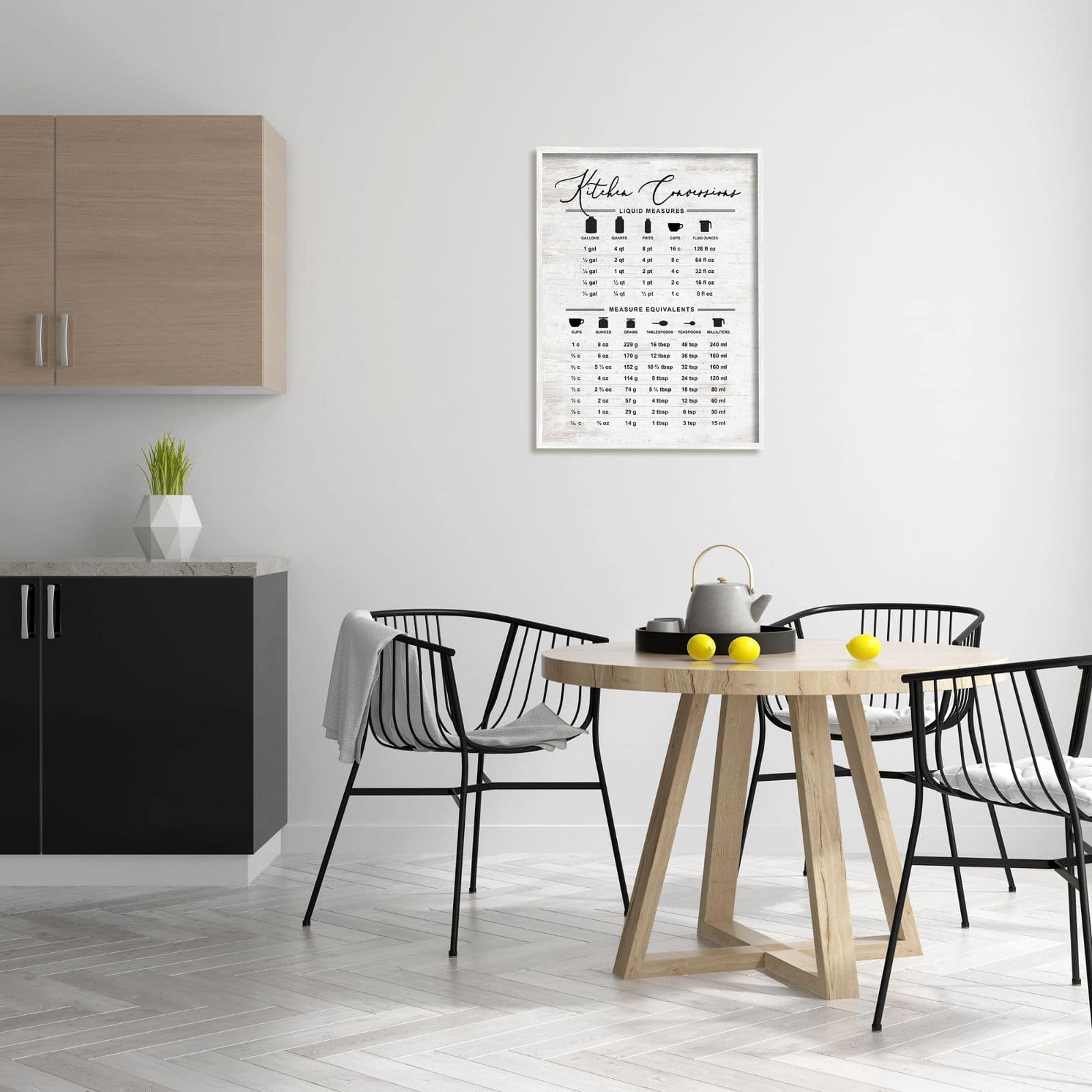 Stupell Industries Traditional Kitchen Conversion Chart Distressed Farmhouse Pattern Framed Wall Art