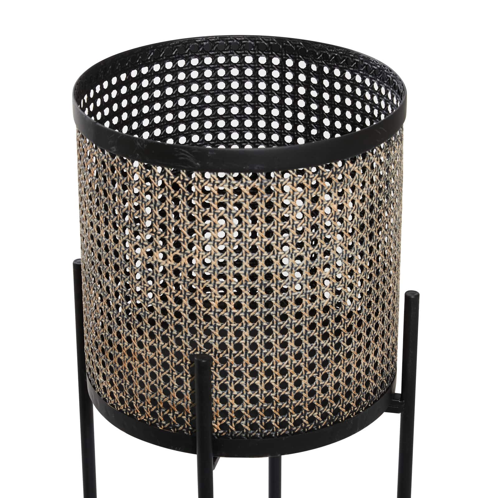 Gold Metal Glam Planter with Black Legs Set