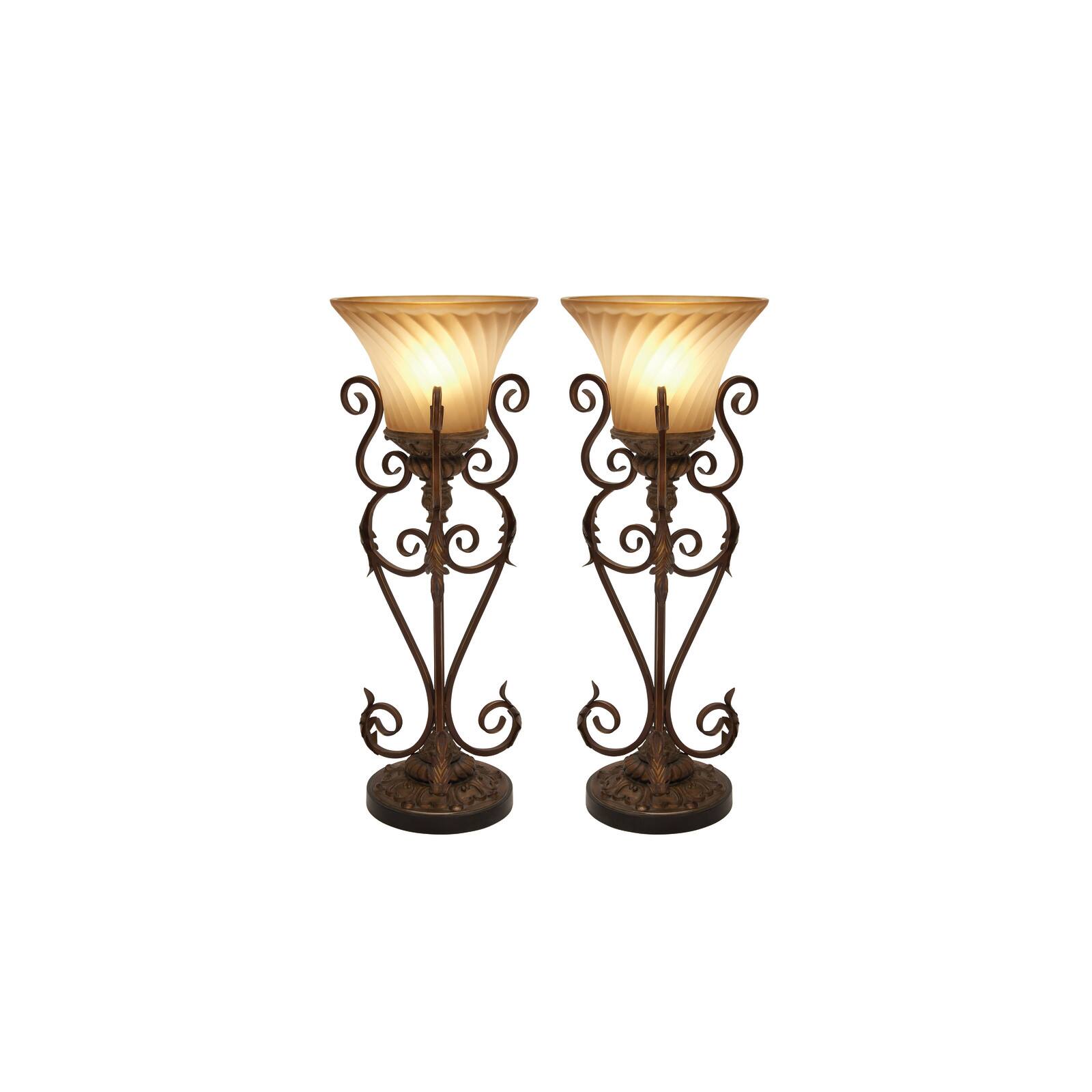 Set of 2" Brown Metal Mediterranean Uplight, 30"