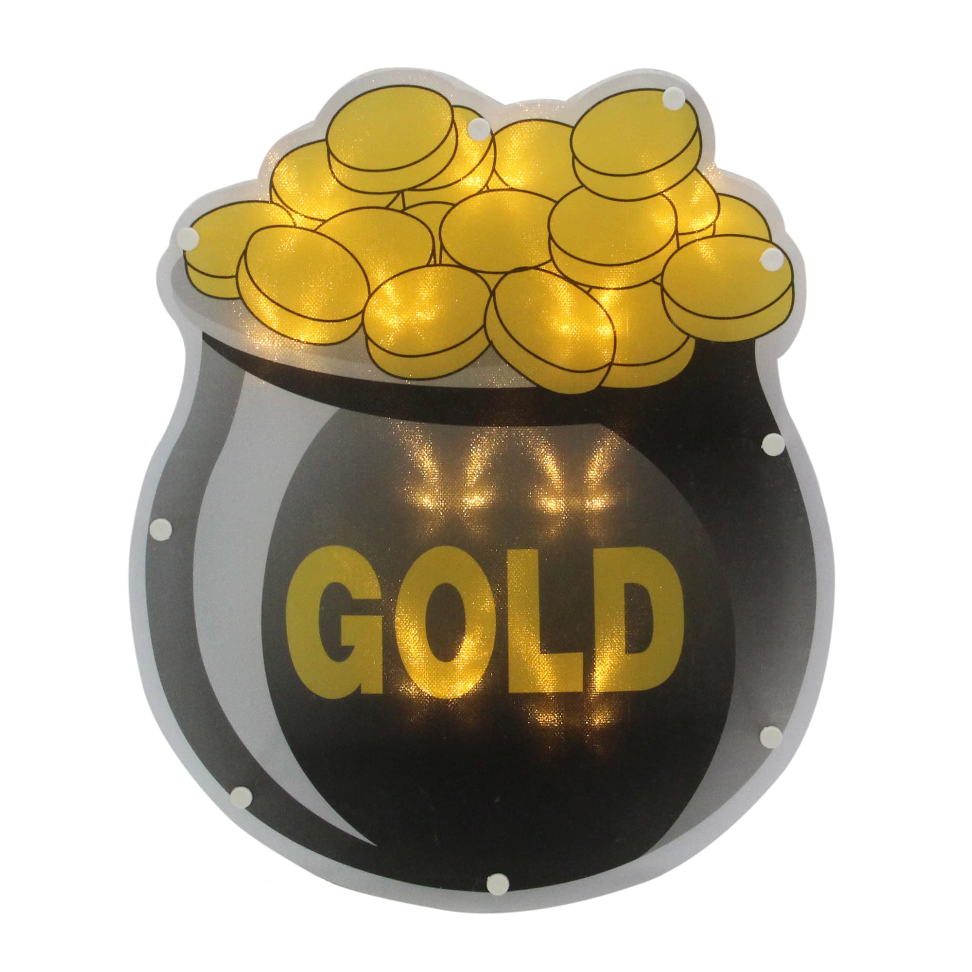 12" St. Patrick's Day Pot of Gold LED Lighted Window Silhouette Decoration