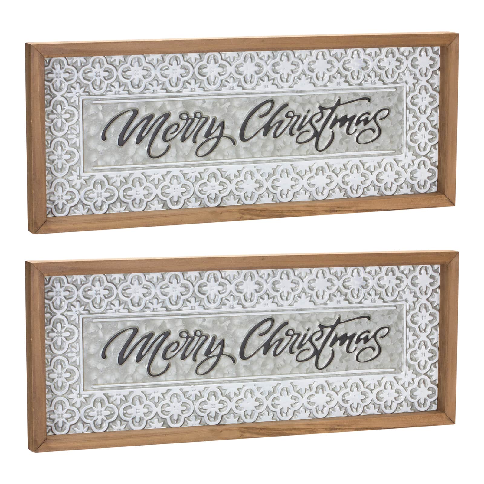 White Galvanized Merry Christmas Hanging Wall D&#xE9;cor