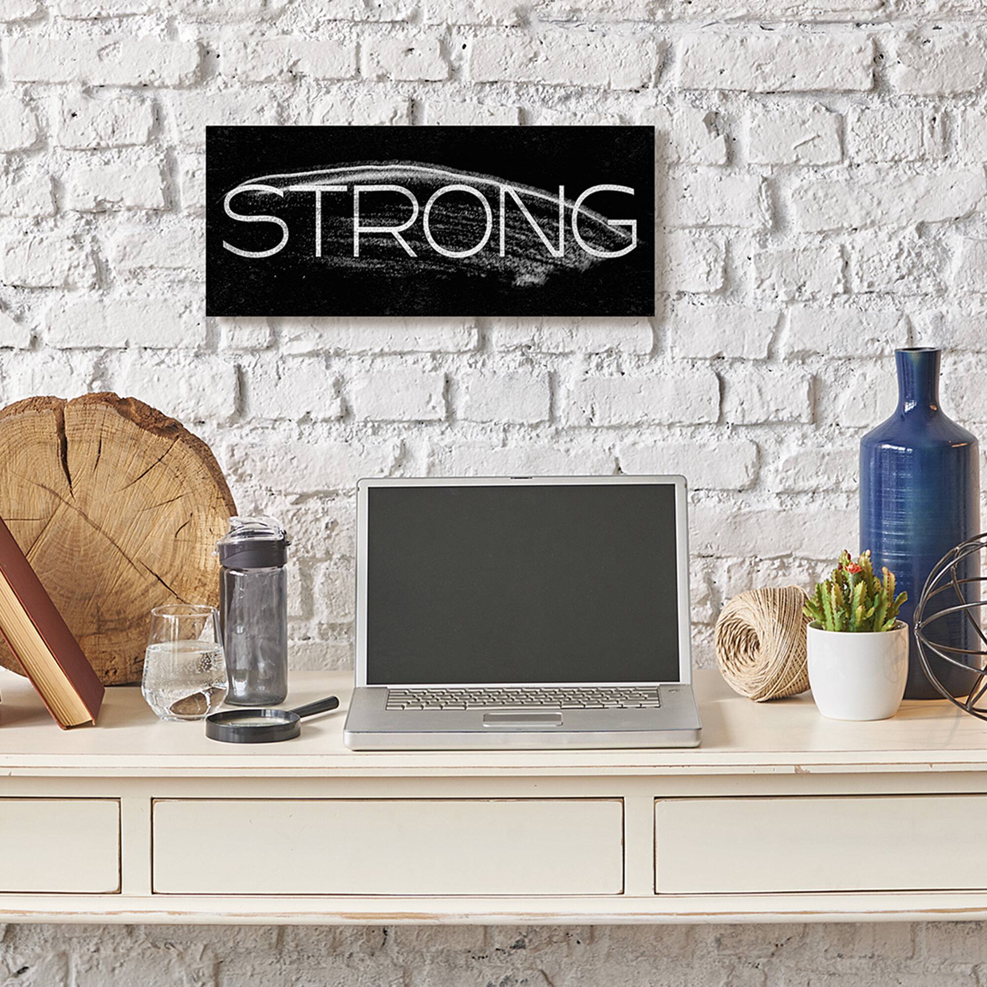 Stupell Industries Strong Phrase Bold Typography Paint Stroke Inspired Canvas Wall Art