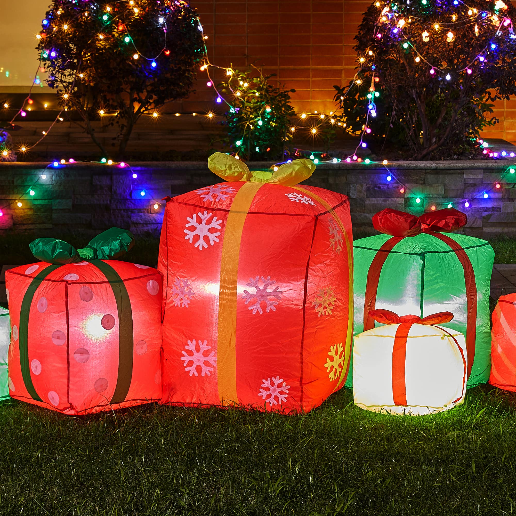 Glitzhome® 8ft. Inflatable Gift Boxes With Lights | Michaels