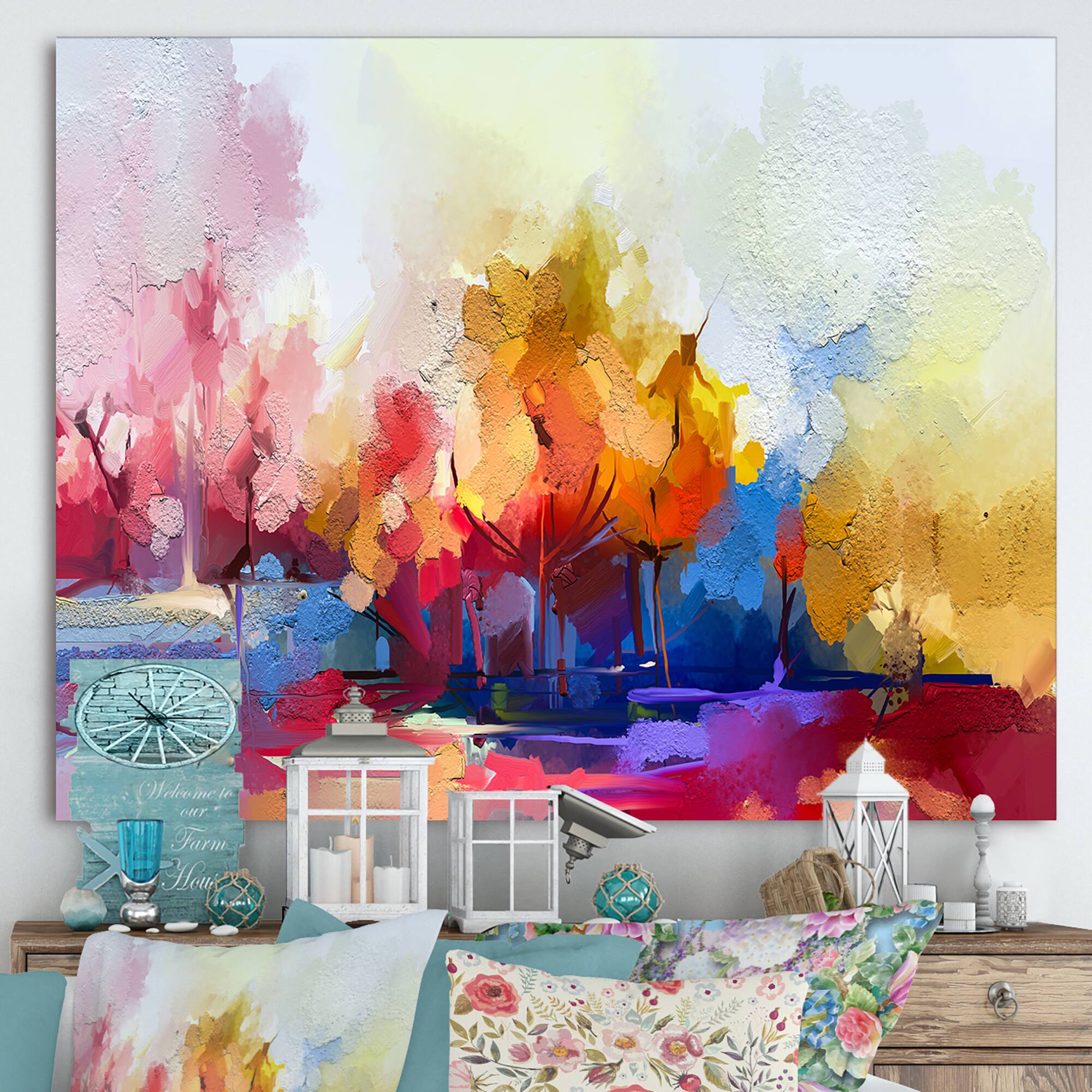 Designart - Colorful Abstract Landscape I - Modern &#x26; Contemporary Canvas Wall Art Print