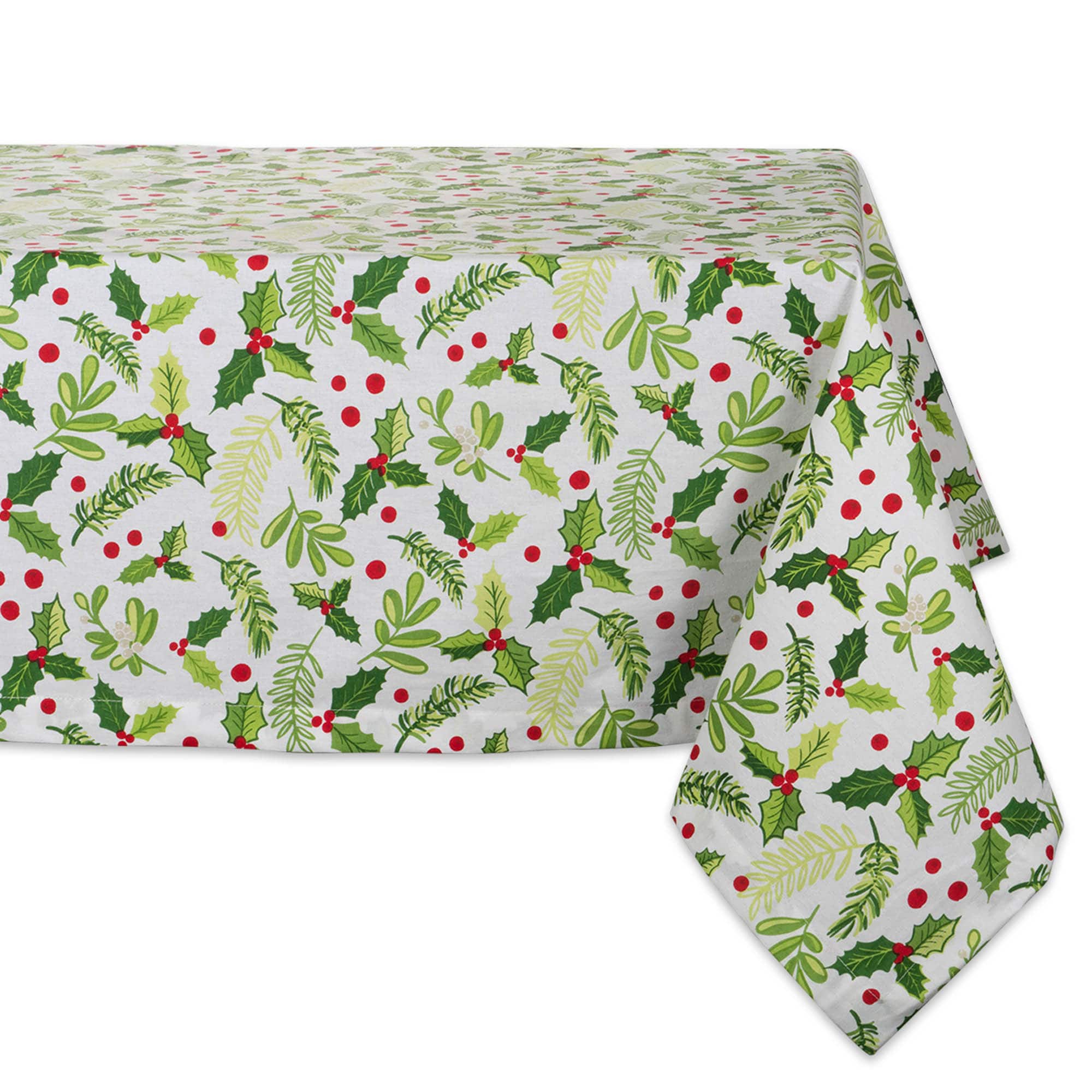 DII&#xAE; 52&#x22; Boughs of Holly Print Tablecloth