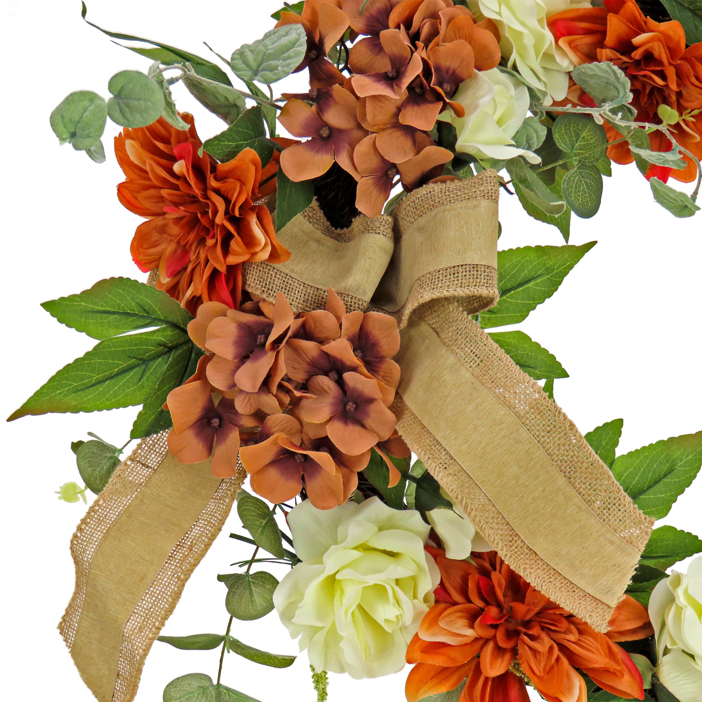 24'' Harvest Hydrangeas and Roses Wreath