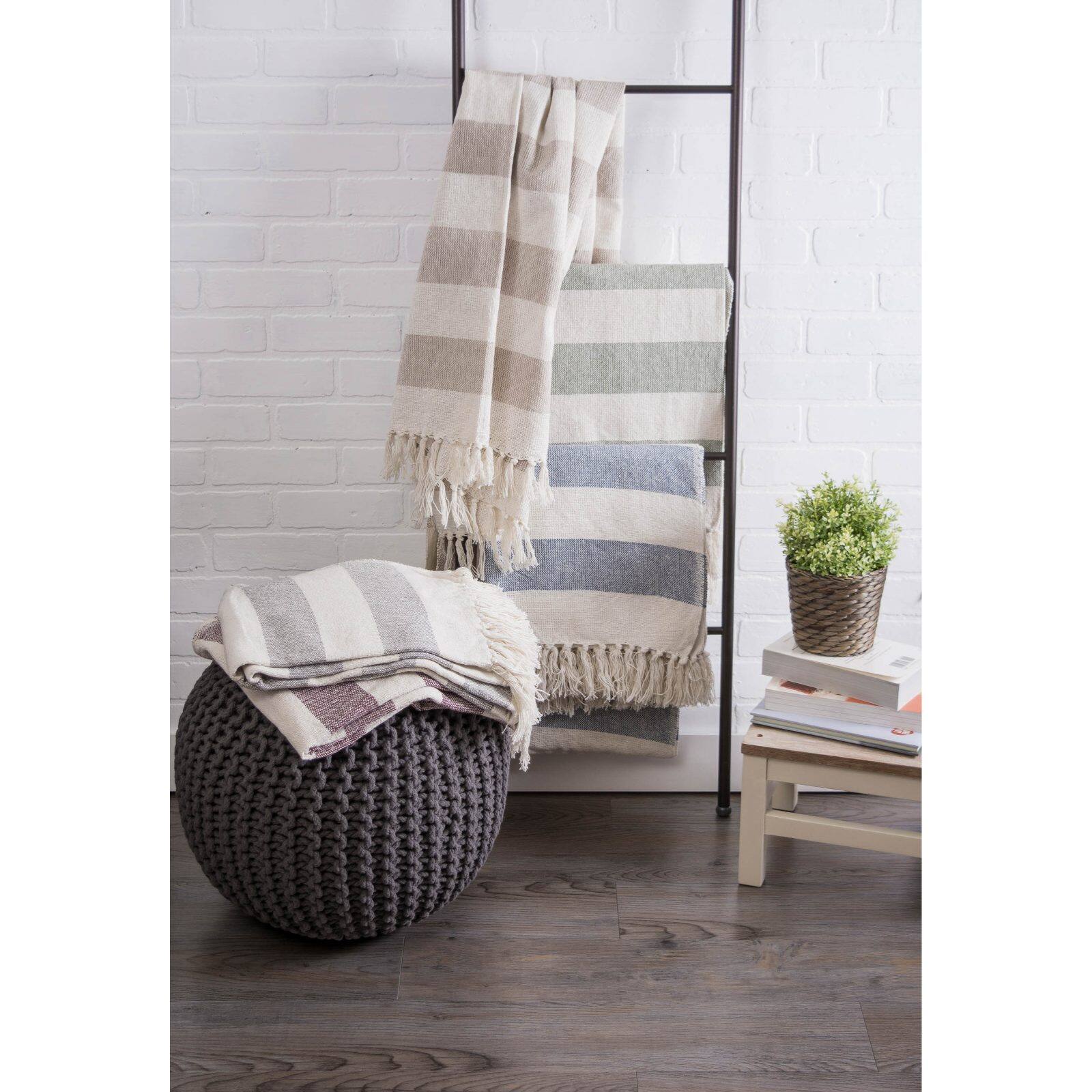 DII® Stone & Off White Cabana Stripe Throw
