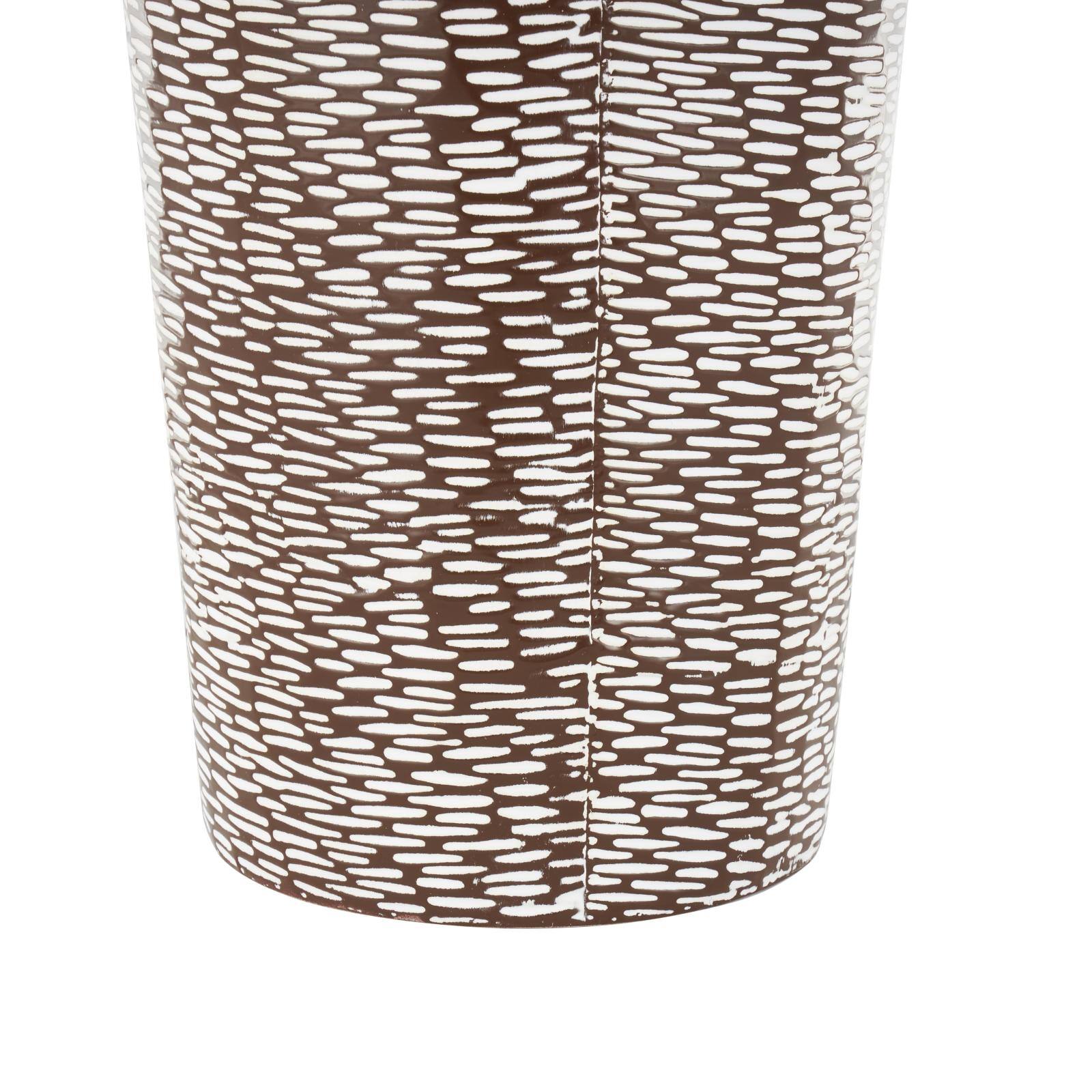 White & Brown Spotted Tapered Floor Metal Vase Set