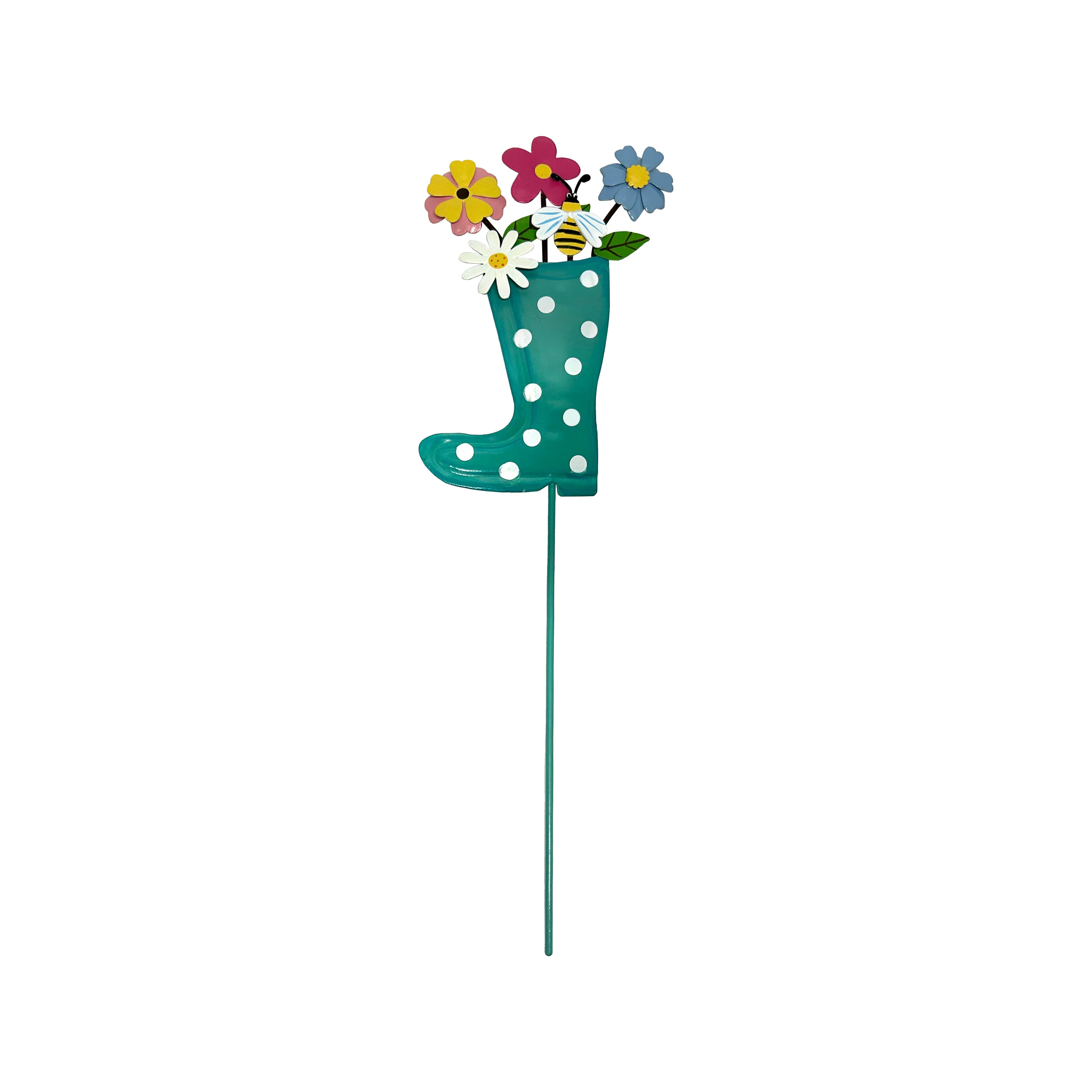 12.75&#x22; Teal Metal Rain Boot with Flowers by Ashland&#xAE;