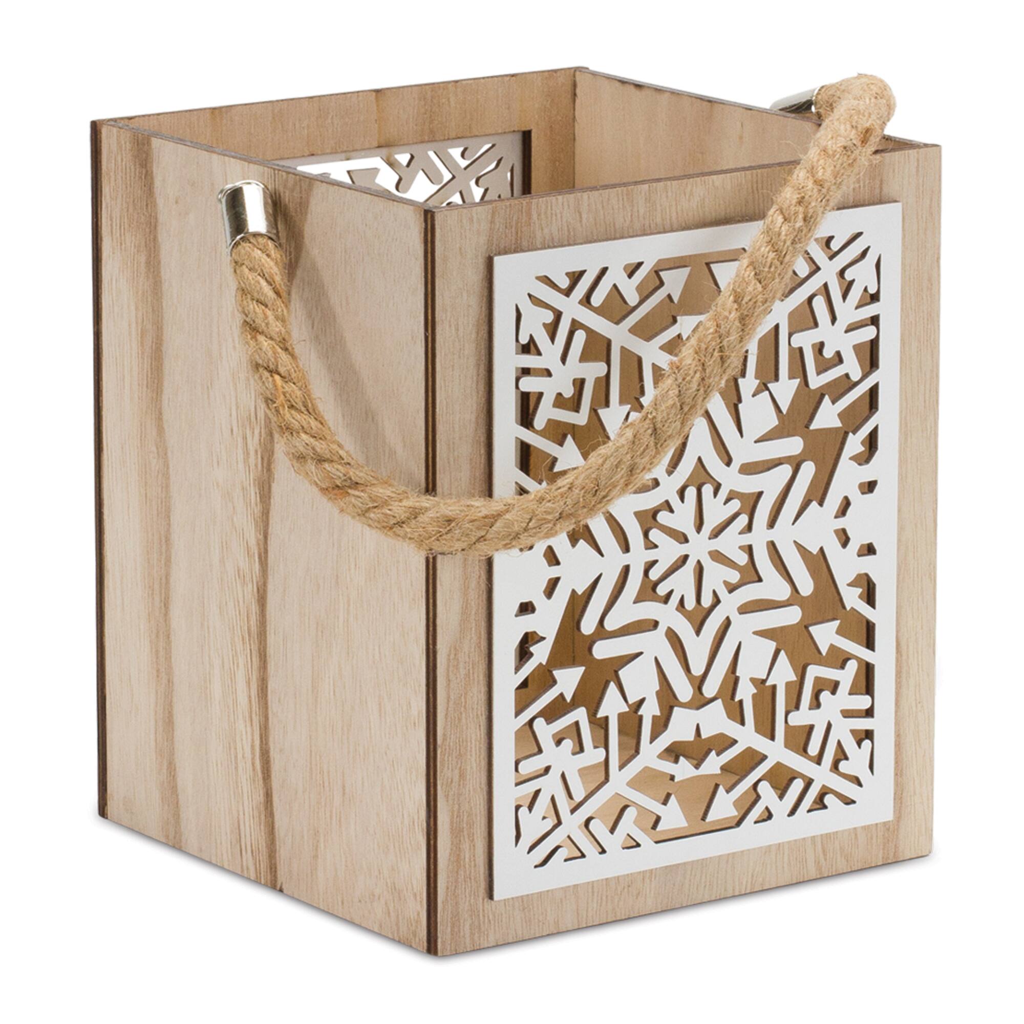 14" Wooden Snowflake Lanterns, 4ct.