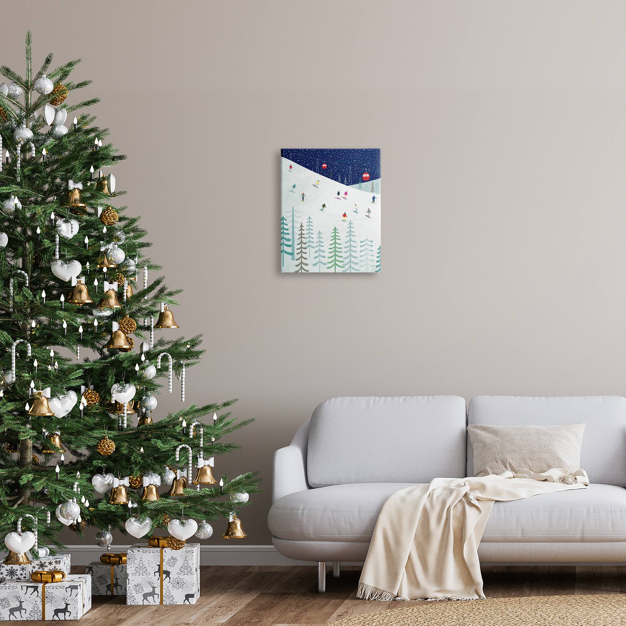 Stupell Industries Skiing Night Sky Winter Slopes Canvas Wall Art