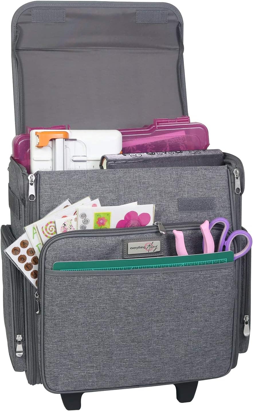 Everything Mary 17 Gray Rolling Sewing Machine Carrying Case