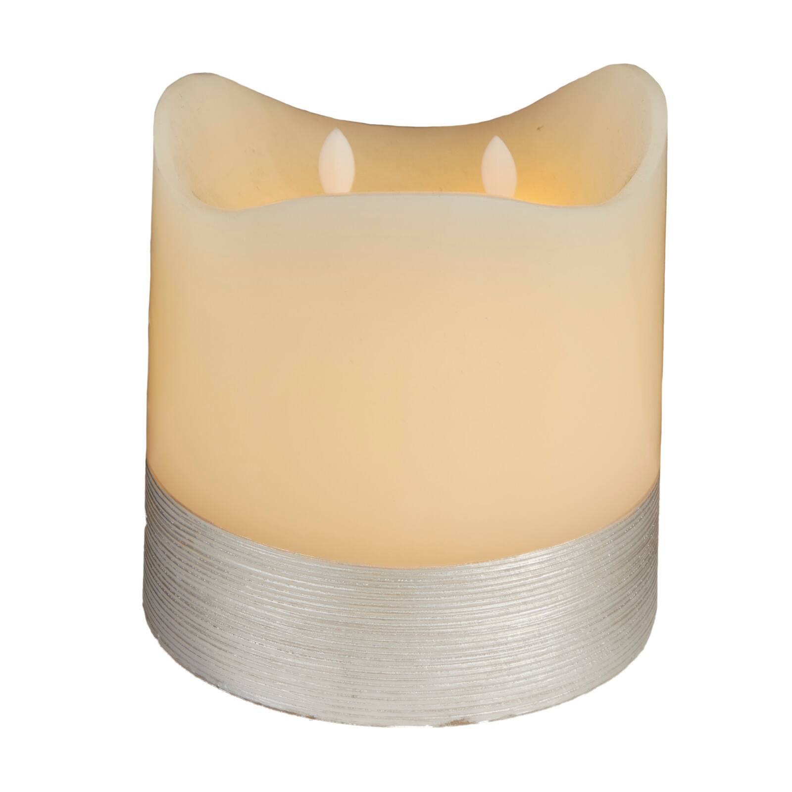 Cream &#x26; Silver Traditional Flameless Candle