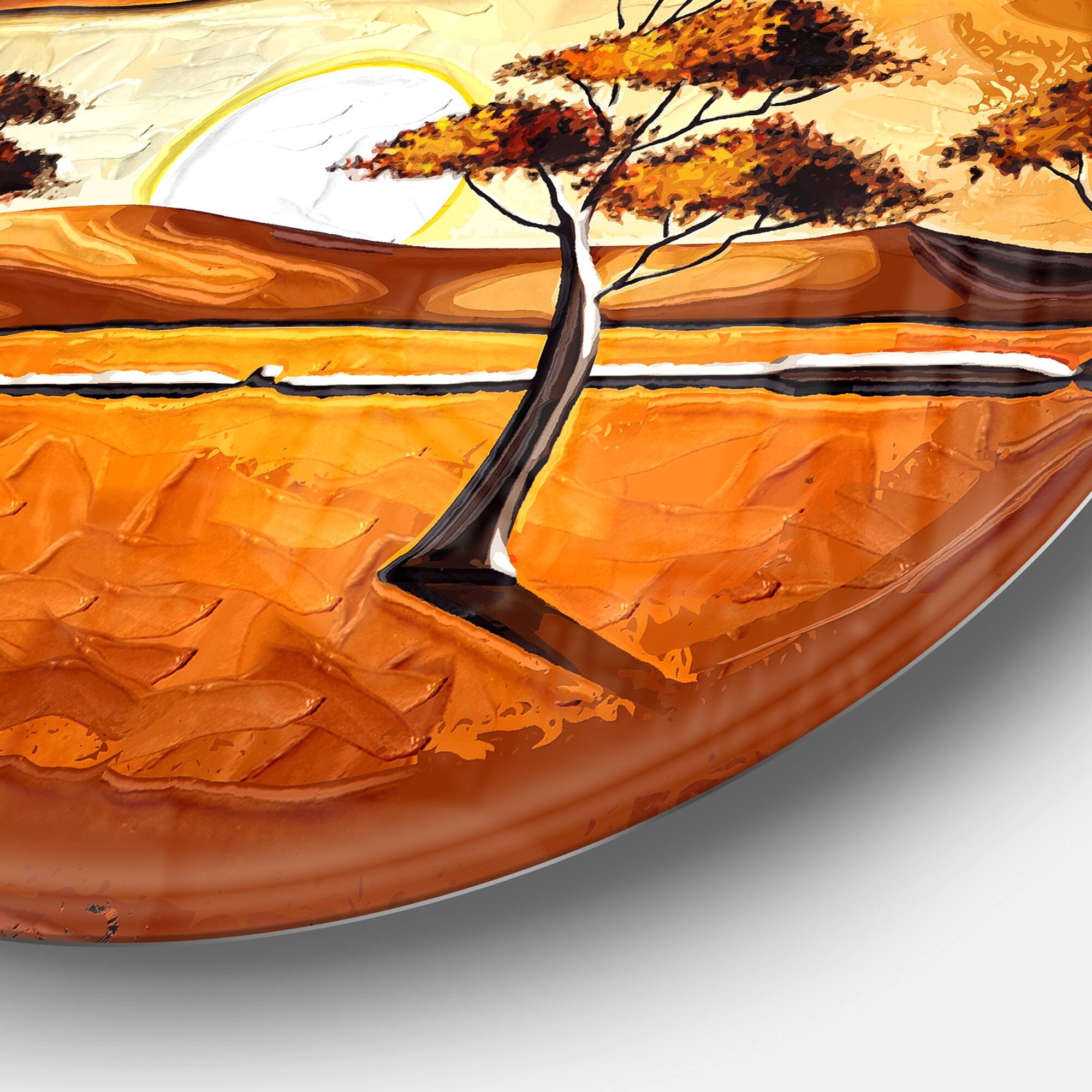Designart - African Motive Art Watercolor&#x27; Landscape Metal Circle Wall Art