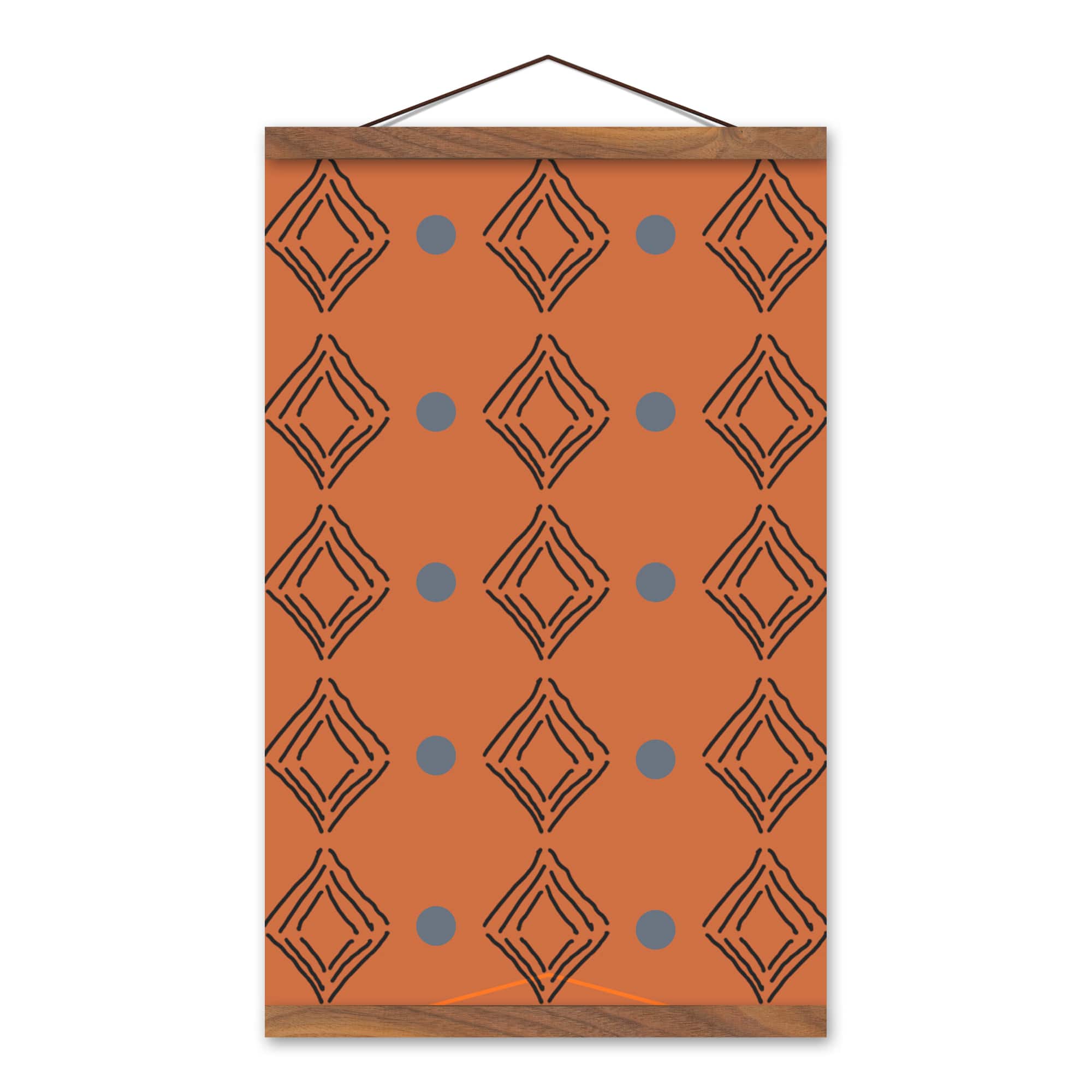 Diamond Dots 12&#x22; x 18&#x22; Teak Hanging Canvas