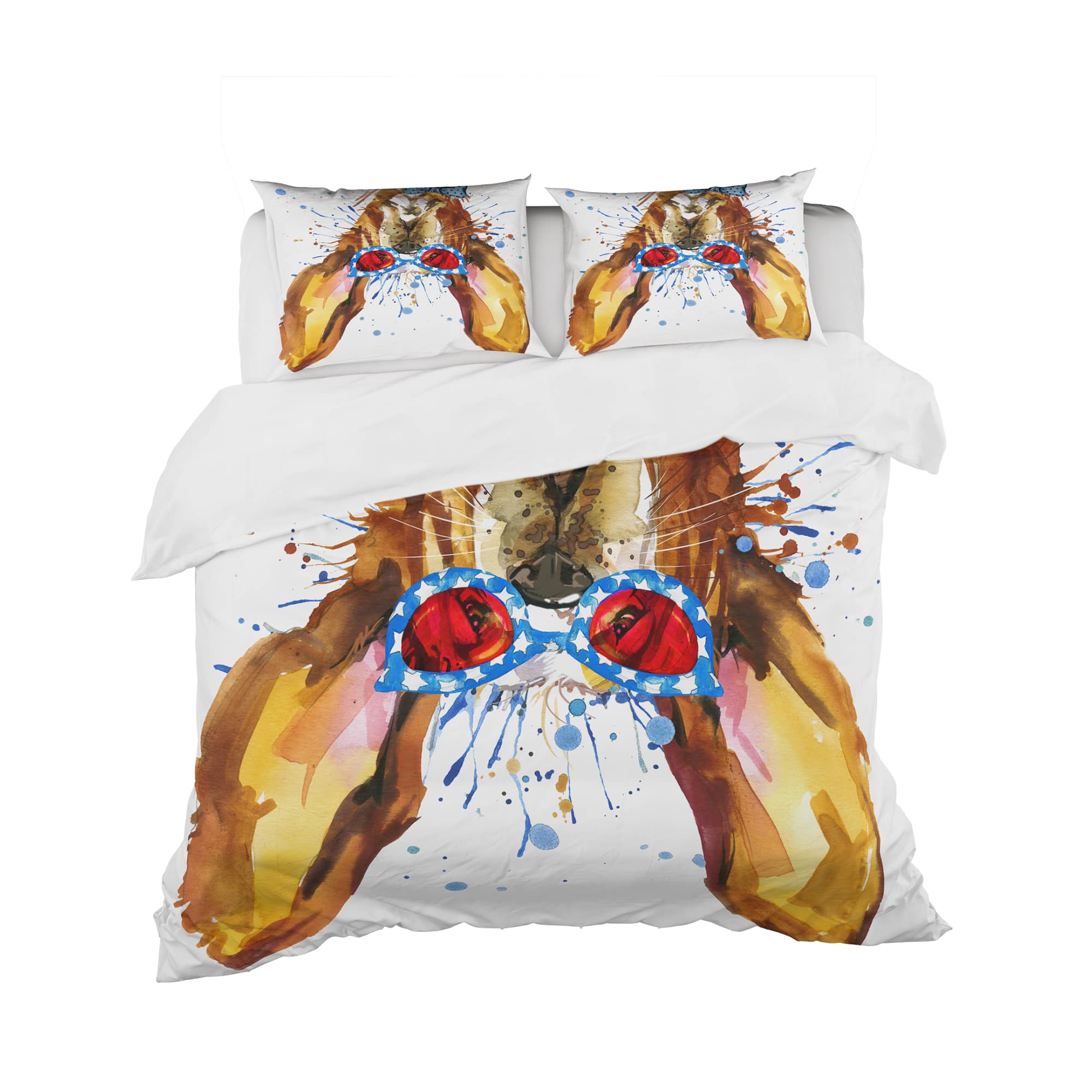Designart &#x27;Funny Brown Dog with Glasses - Modern Duvet Cover Set