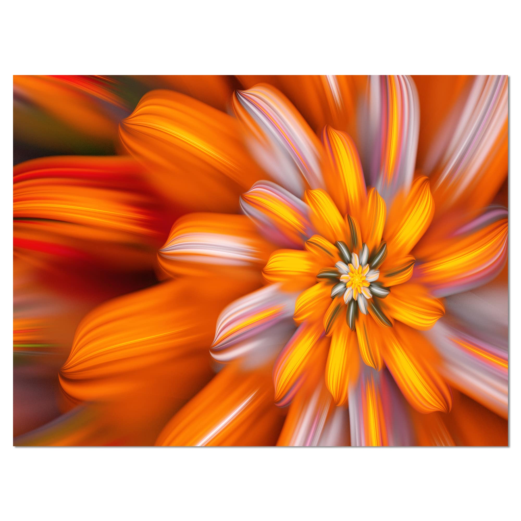 Designart - Massive Orange Fractal Flower - Floral Canvas Art Print