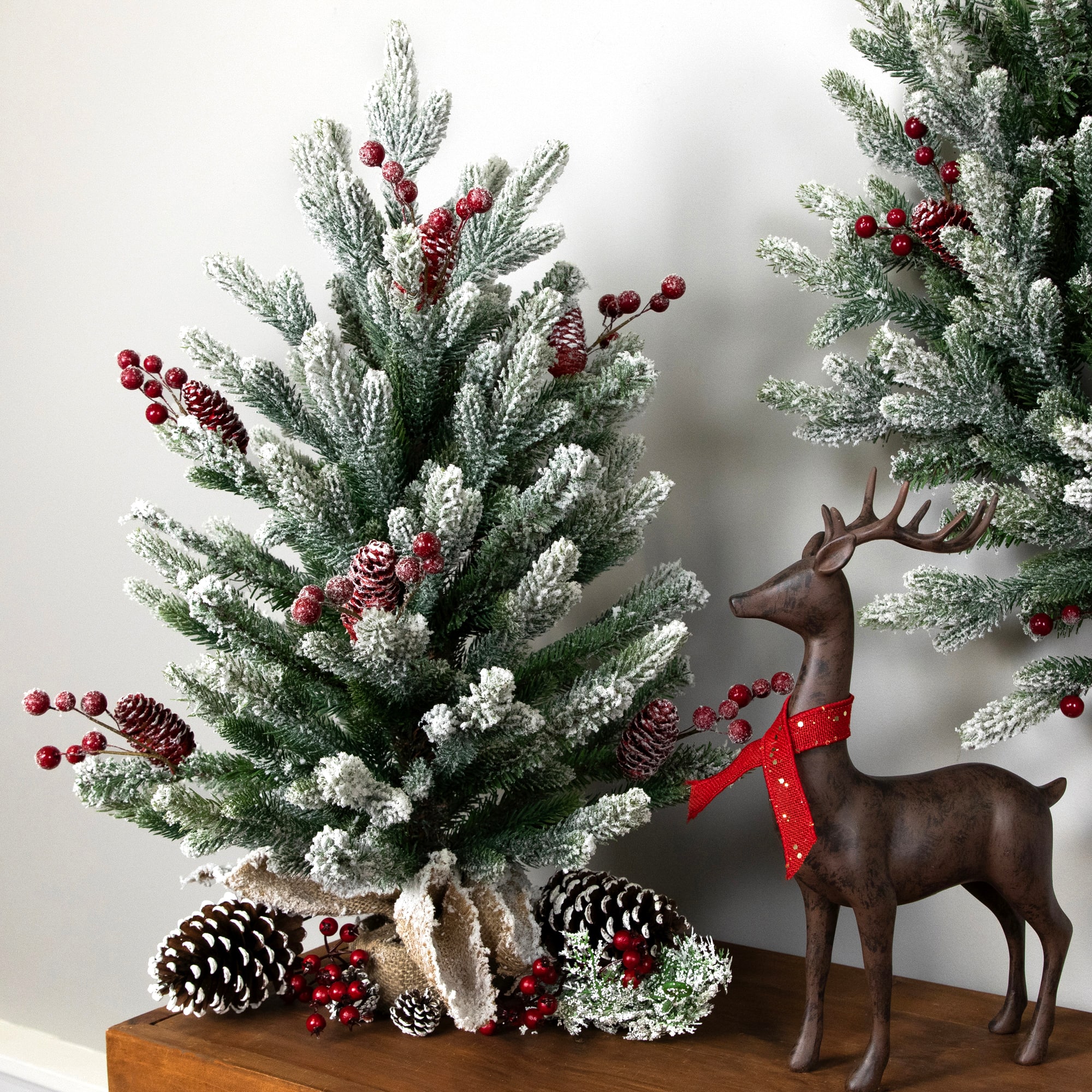 25" Unlit Real Touch™️Flocked Fir Pine Artificial Potted Christmas Tree