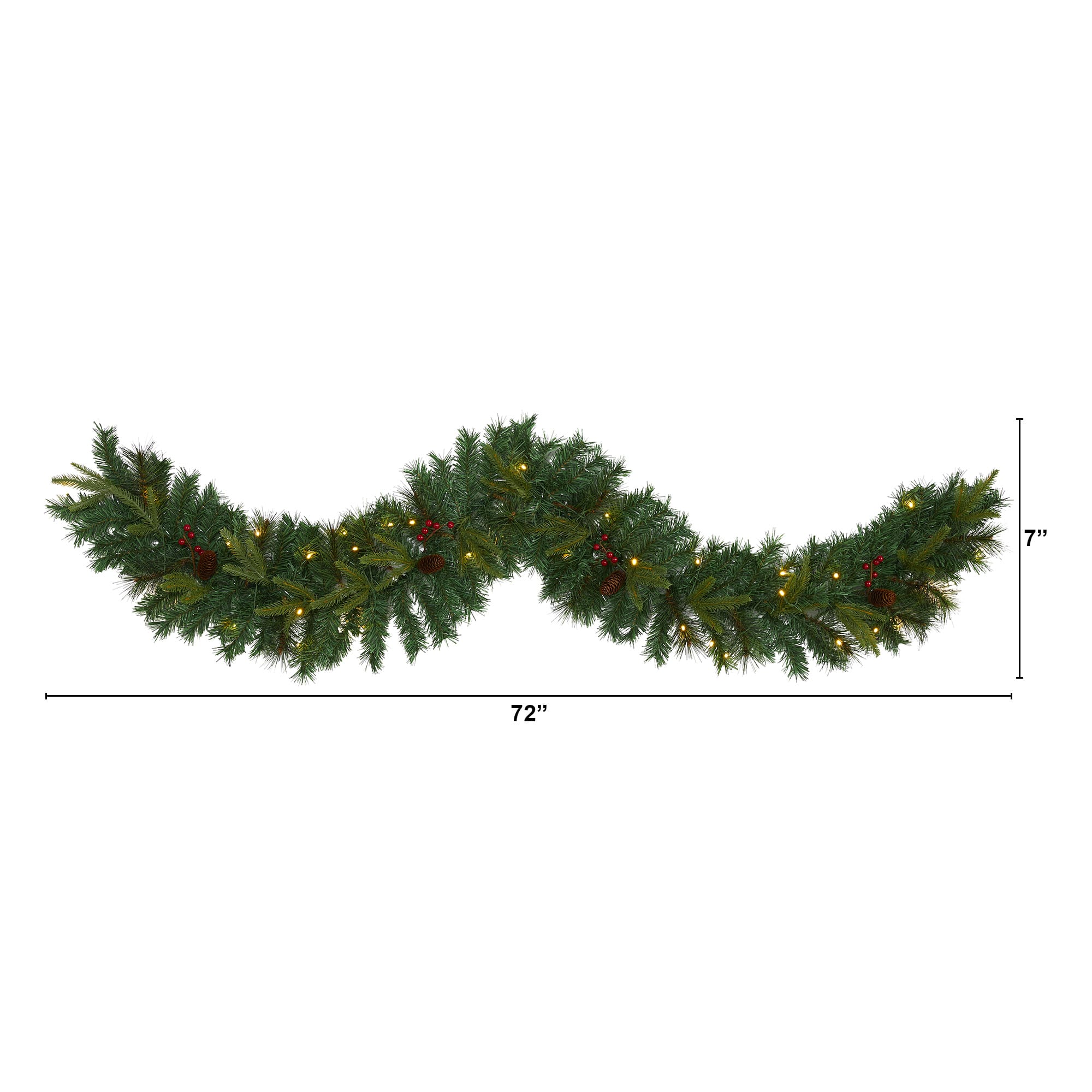 6ft. Pre-Lit Clear LED Mixed Pine, Berry &#x26; Pinecone Artificial Christmas Garland