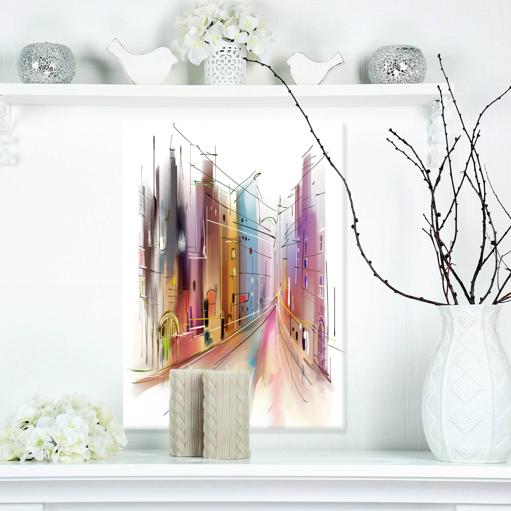 Designart - Road in City Art - Cityscape Canvas Art Print