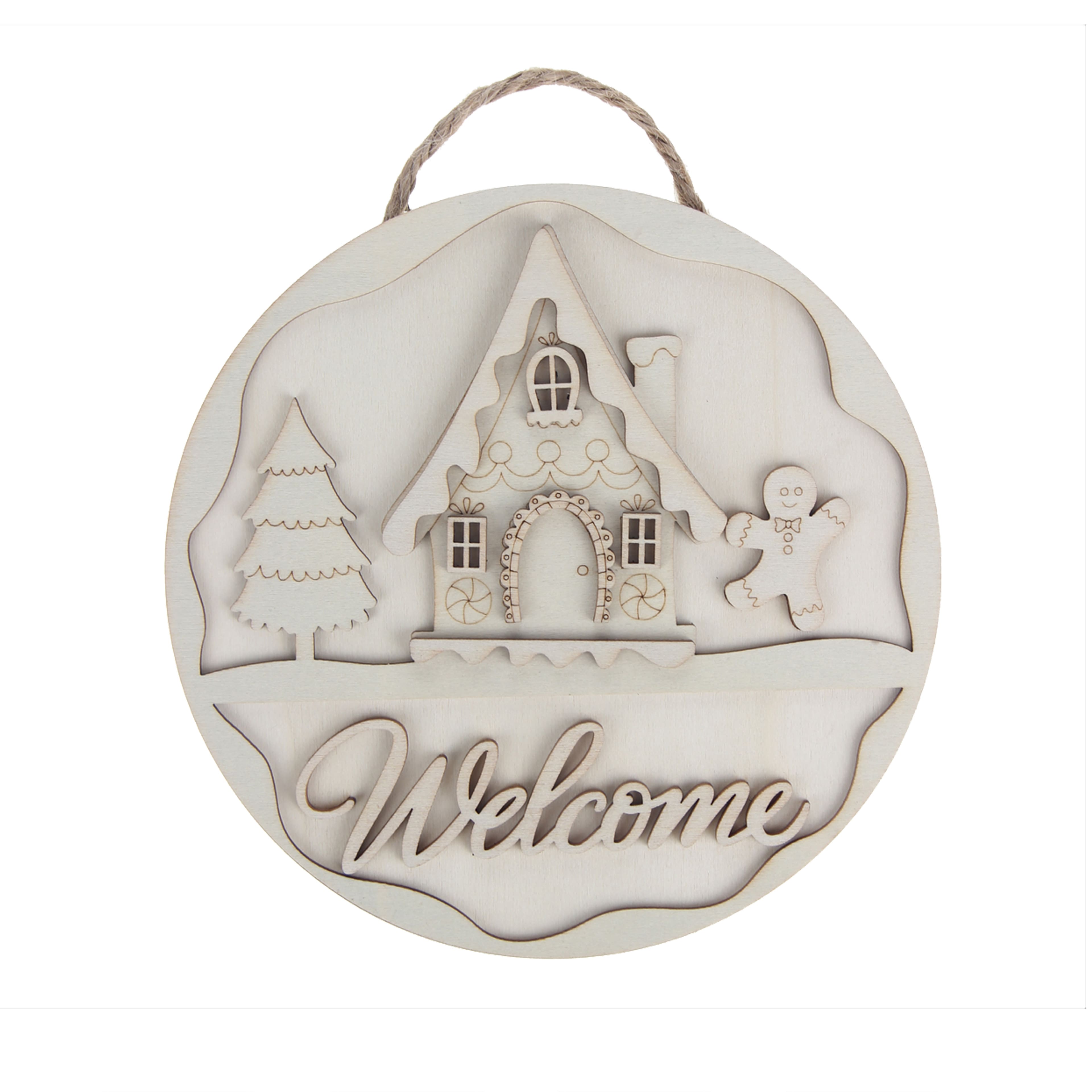 6&#x22; Welcome House Plaque DIY Wood D&#xE9;cor Kit by Make Market&#xAE;