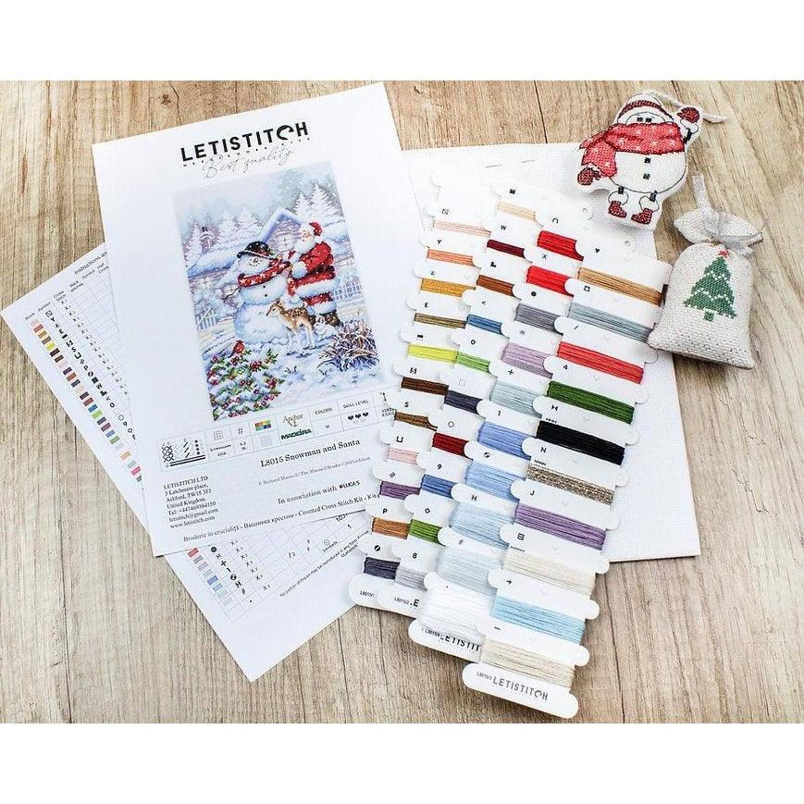 Letistitch Snowman And Santa Counted Cross Stitch Kit