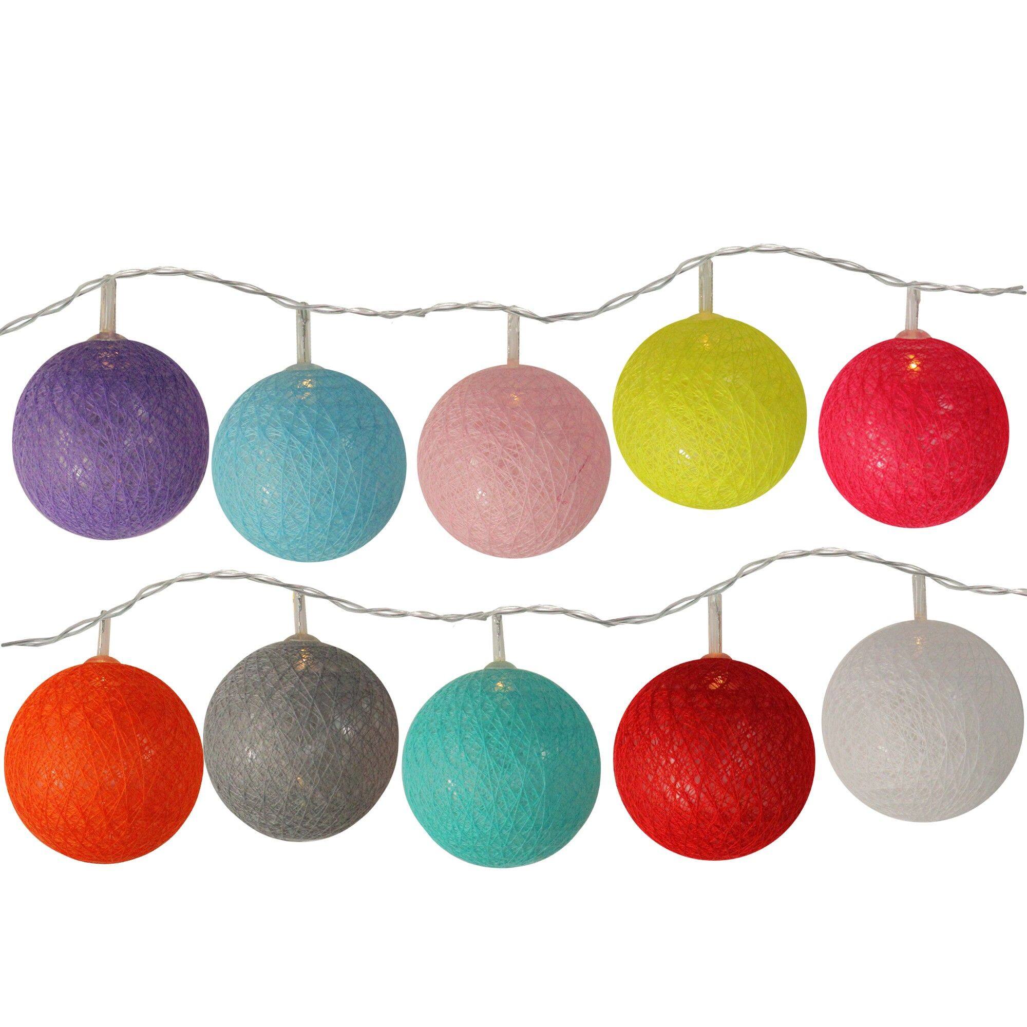 10ct. Multicolor LED Yarn Ball Summer String Lights