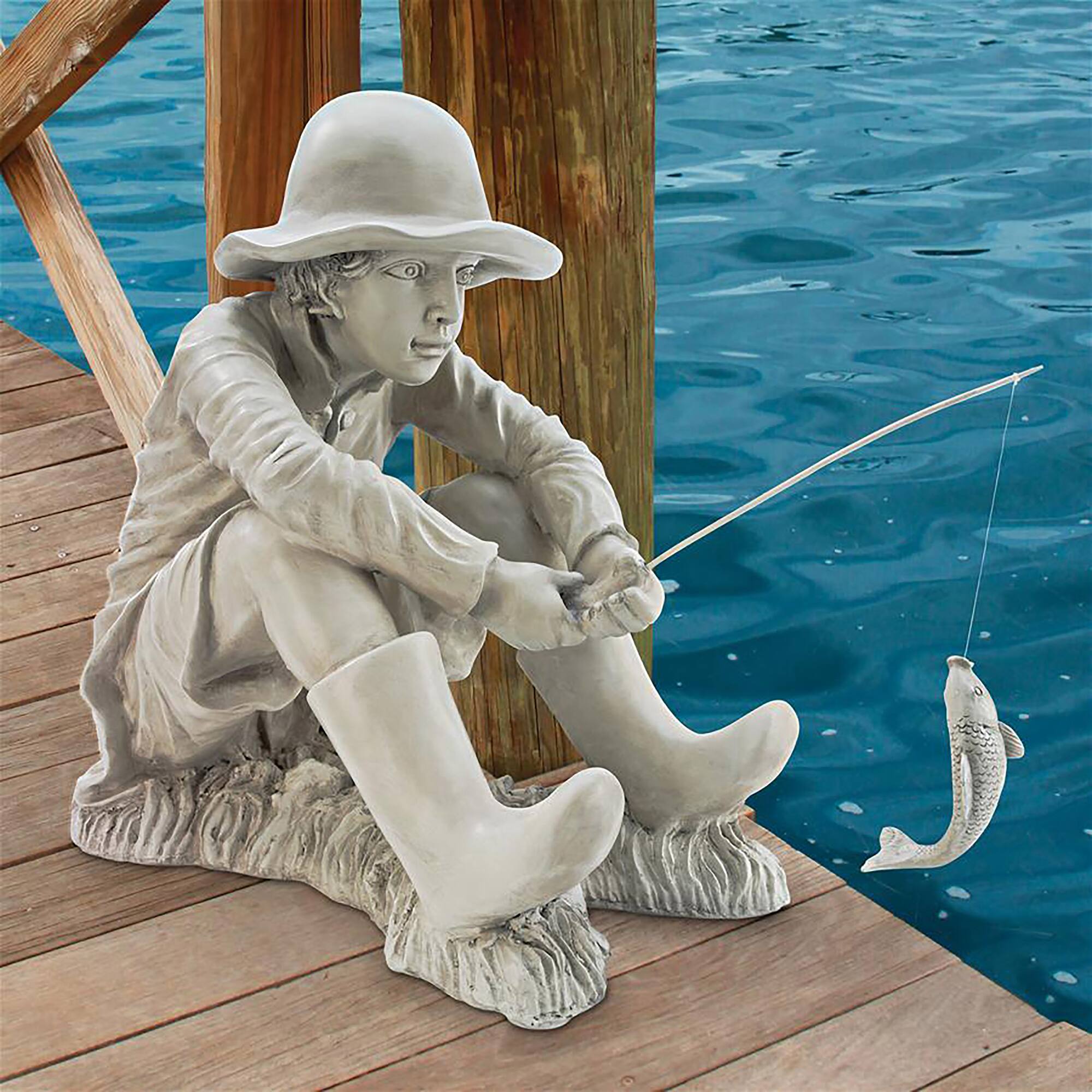 Design Toscano 17&#x22; Gone Fishing Fisherman Statue