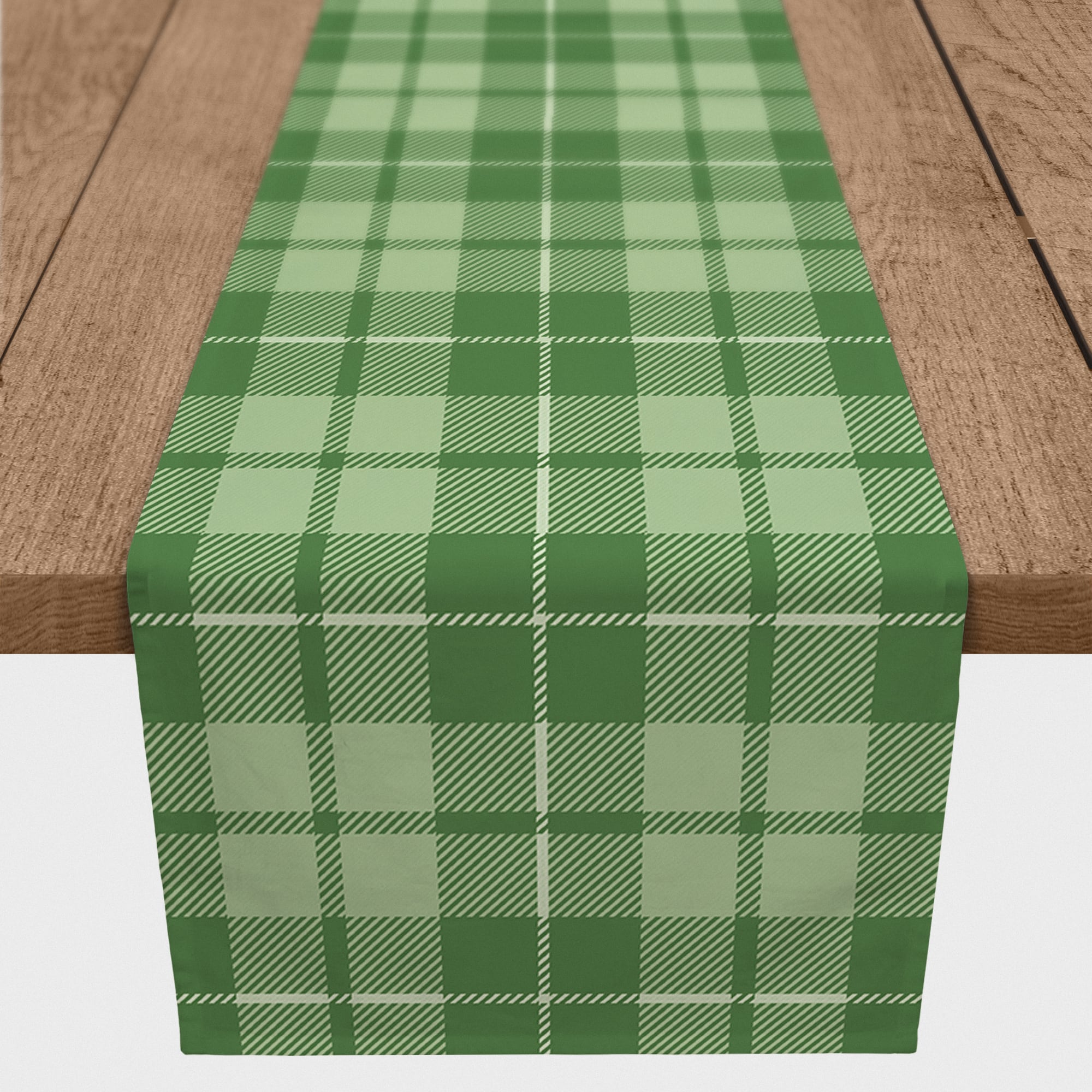 Green Plaid Outdoor Table Runner