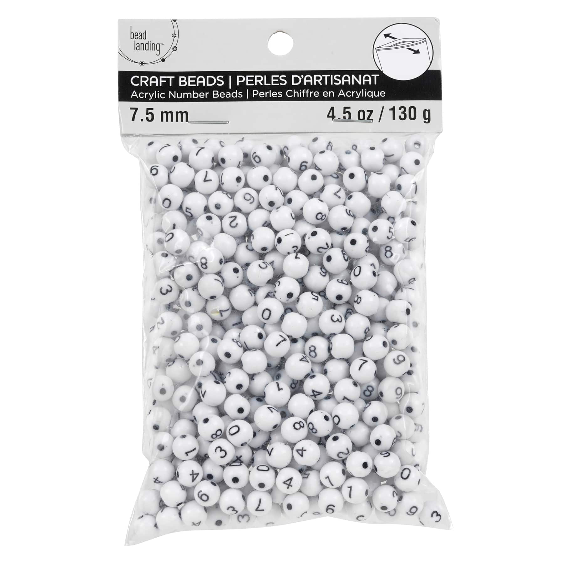 Number Acrylic Round Craft Beads by Bead Landing&#x2122;, 7.5mm