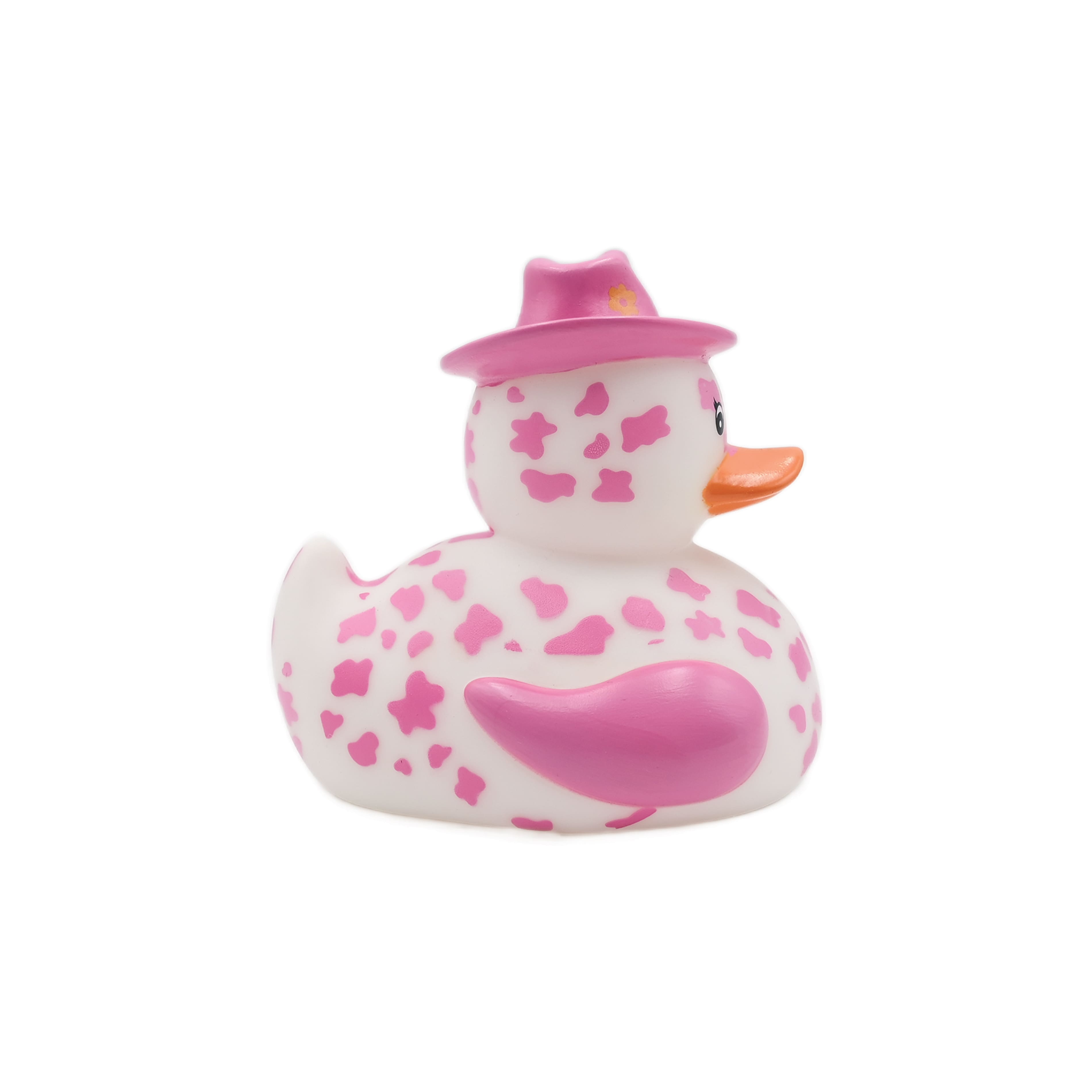 Assorted 4&#x22; Cow Print Rubber Duck with Hat, 1pc. by Fab Finds