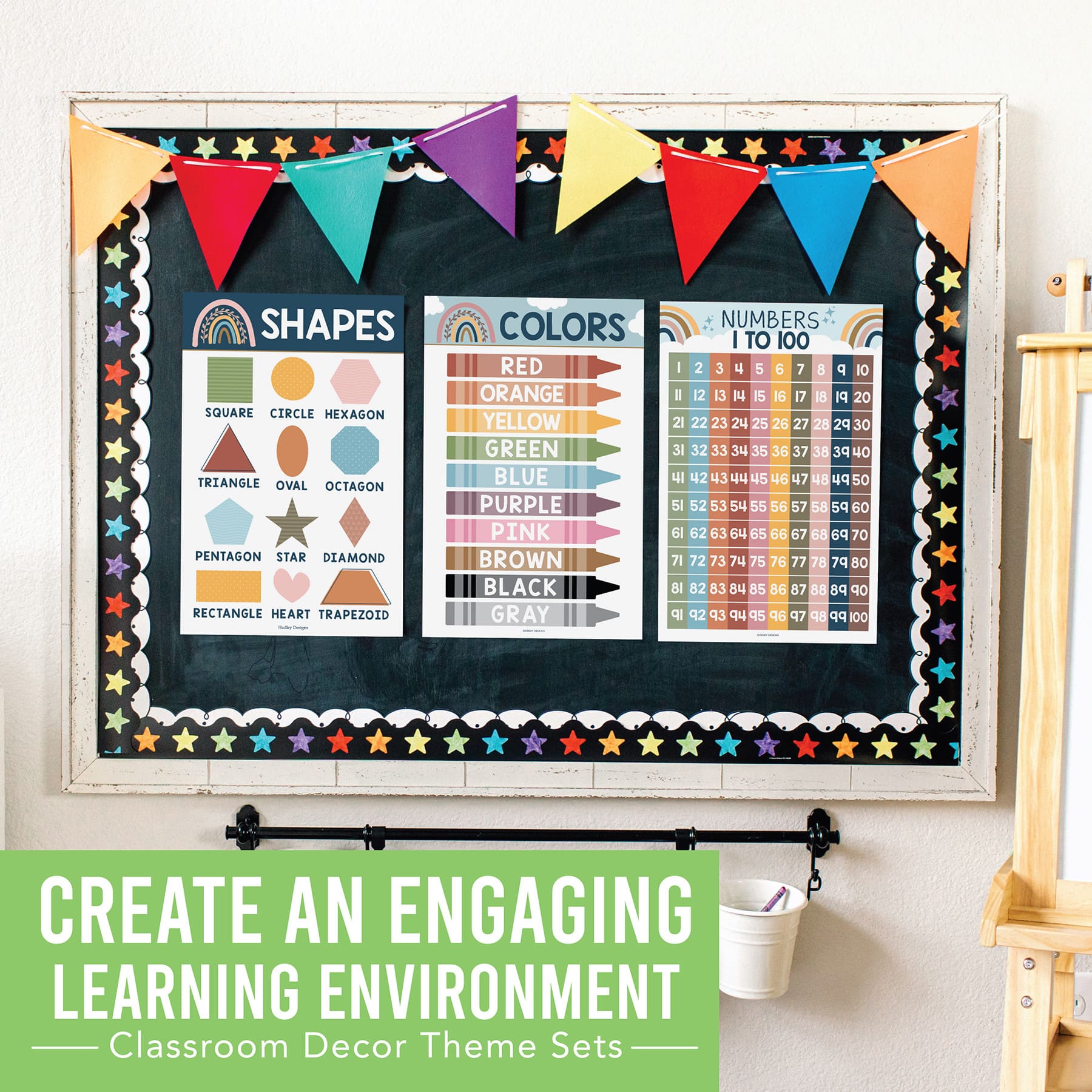 Hadley Designs 11" x 17" Boho Preschool Educational Laminated Posters for Toddlers Set