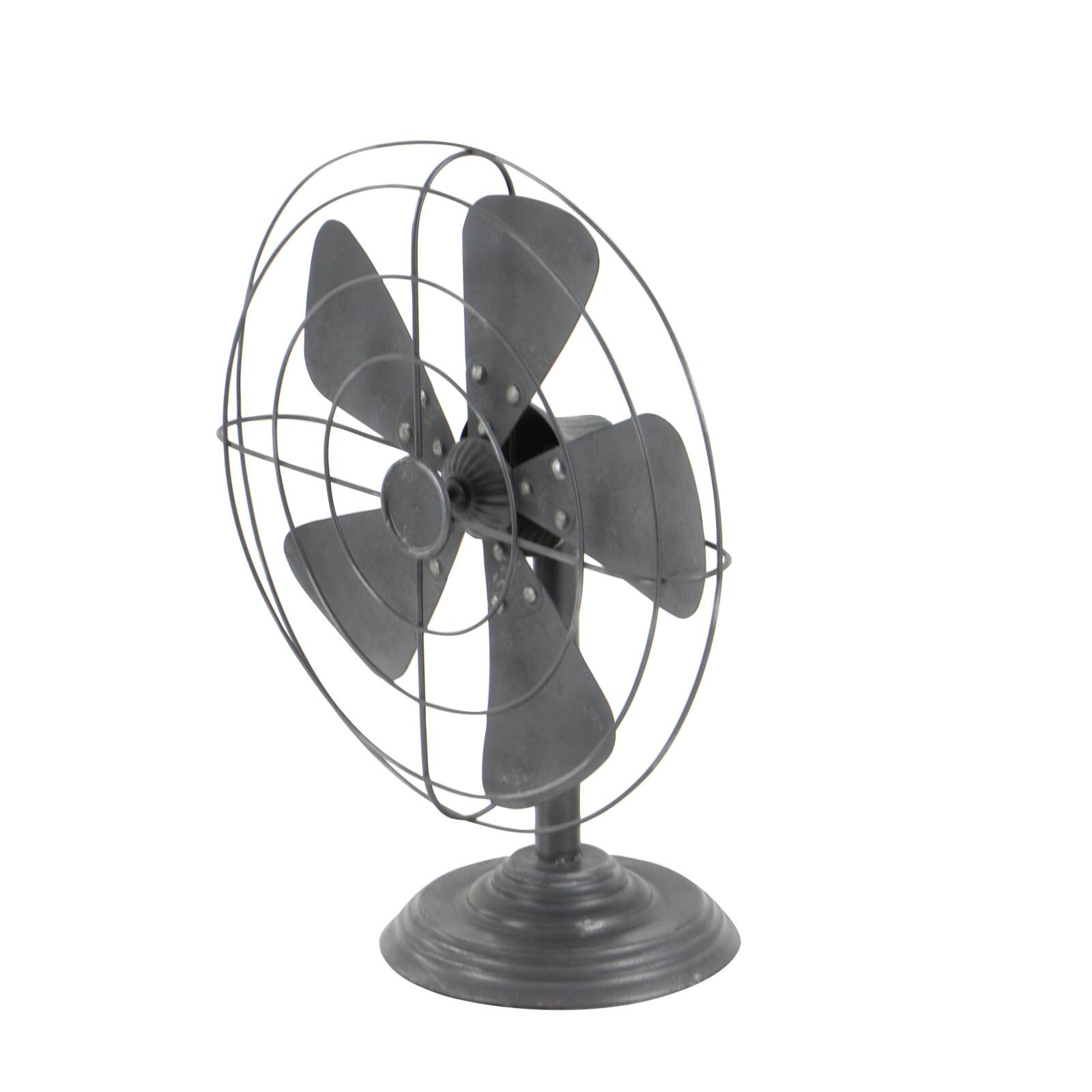 18&#x22; Black Metal Fan Vintage Sculpture