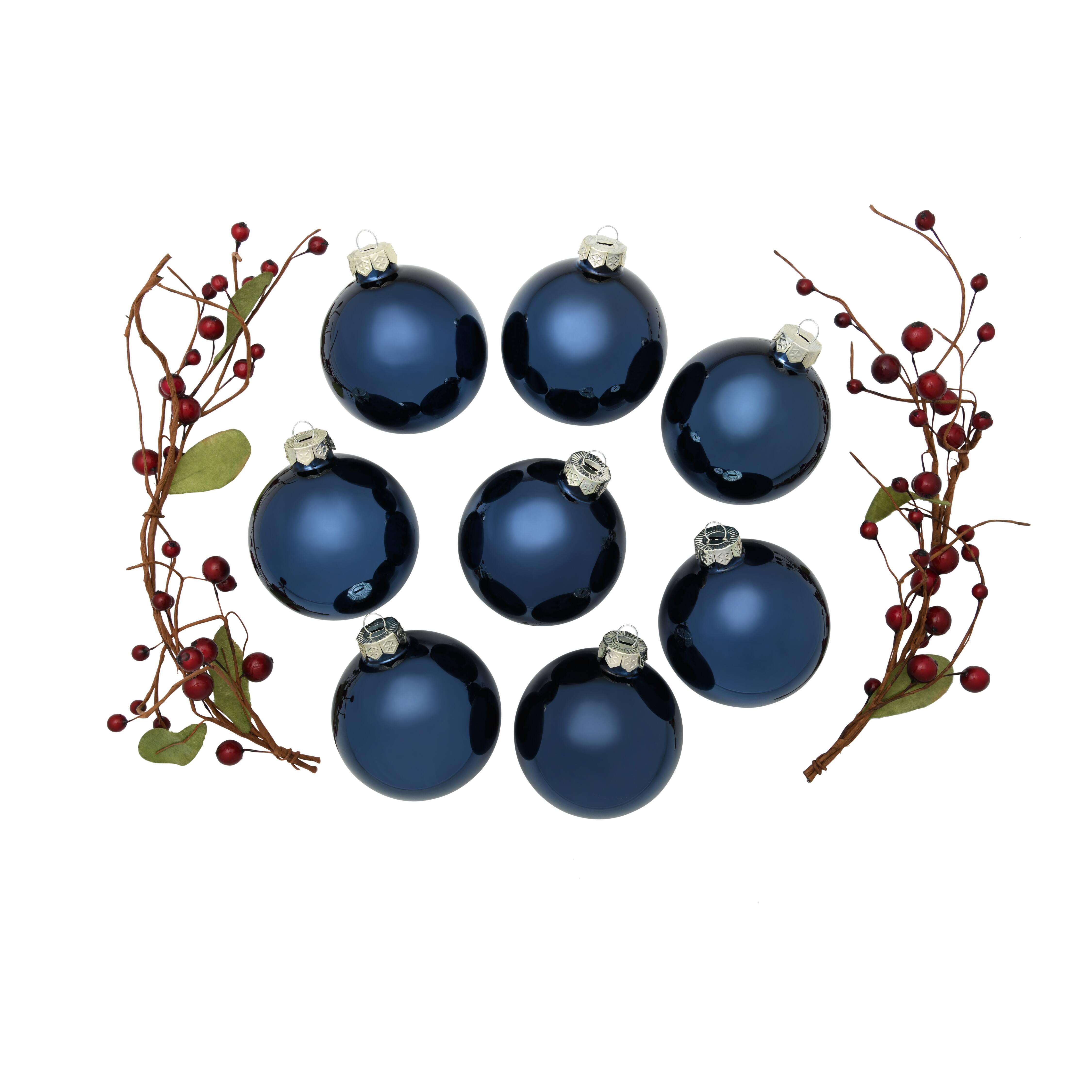 Whitehurst 8ct. 3.25&#x22; Shiny Glass Ball Ornaments