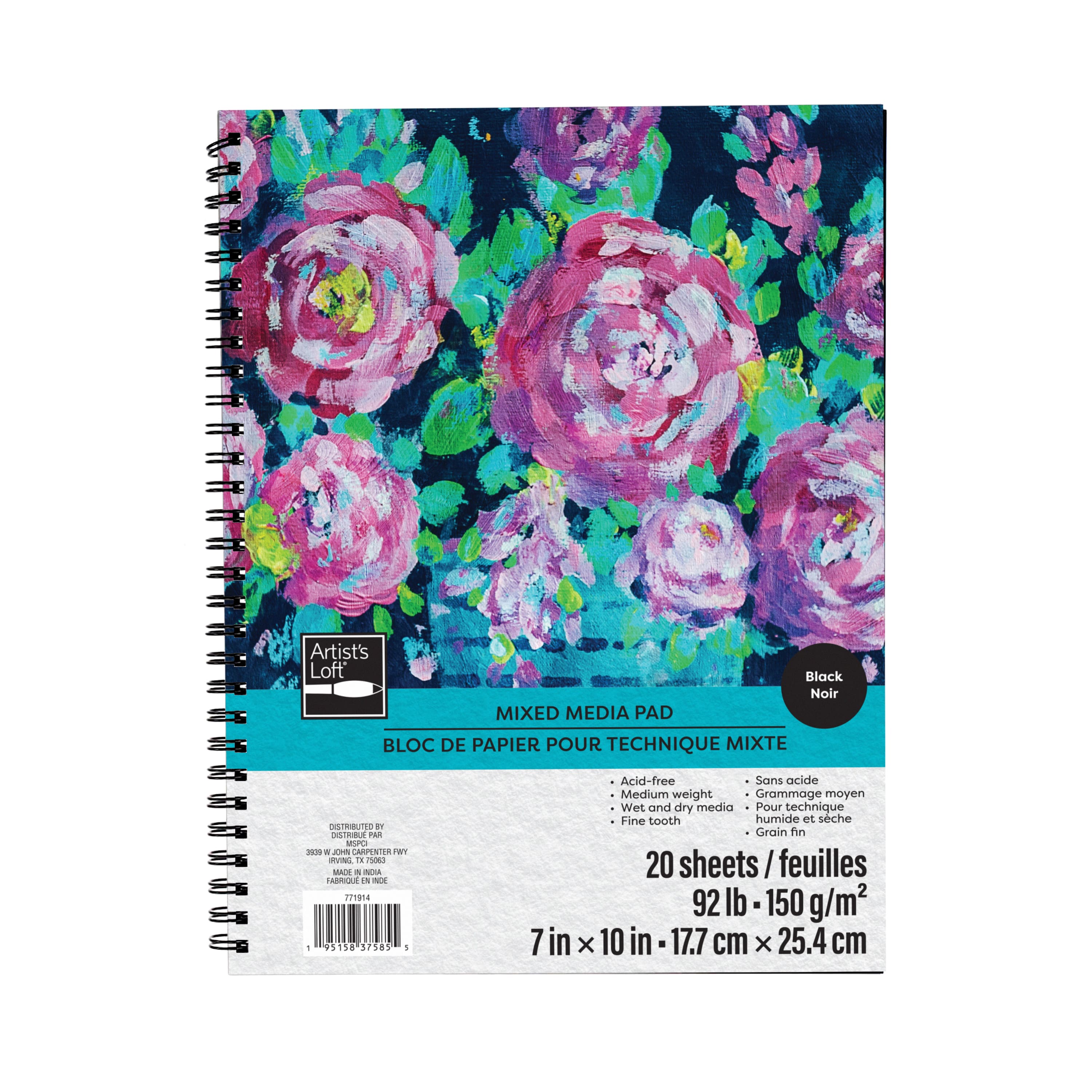 7&#x22; x 10&#x22; Black 92lb. Mixed Media Pad by Artist&#x27;s Loft&#xAE;