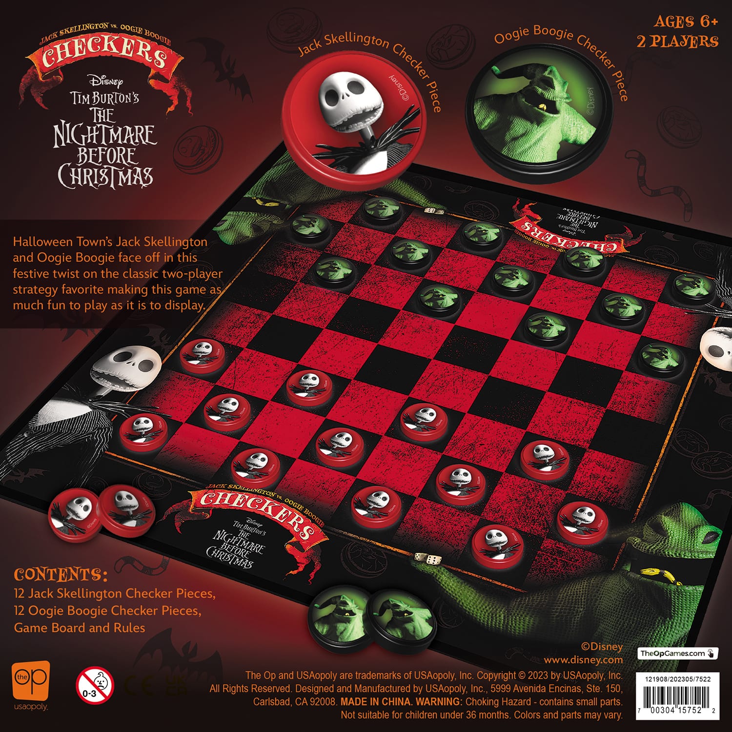 USAopoly&#x2122; Disney&#xAE; Tim Burton The Nightmare Before Christmas Checkers